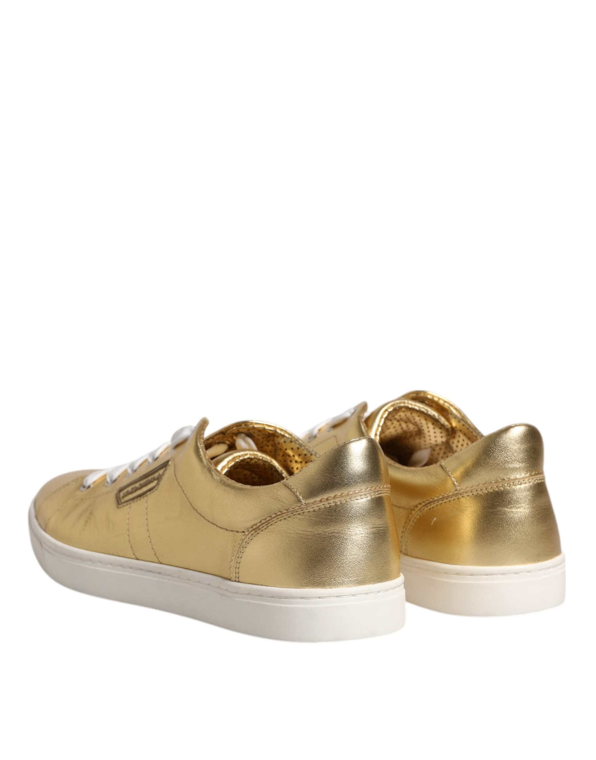 Dolce & Gabbana Gold Leather Logo London Men Sneakers Shoes - 4