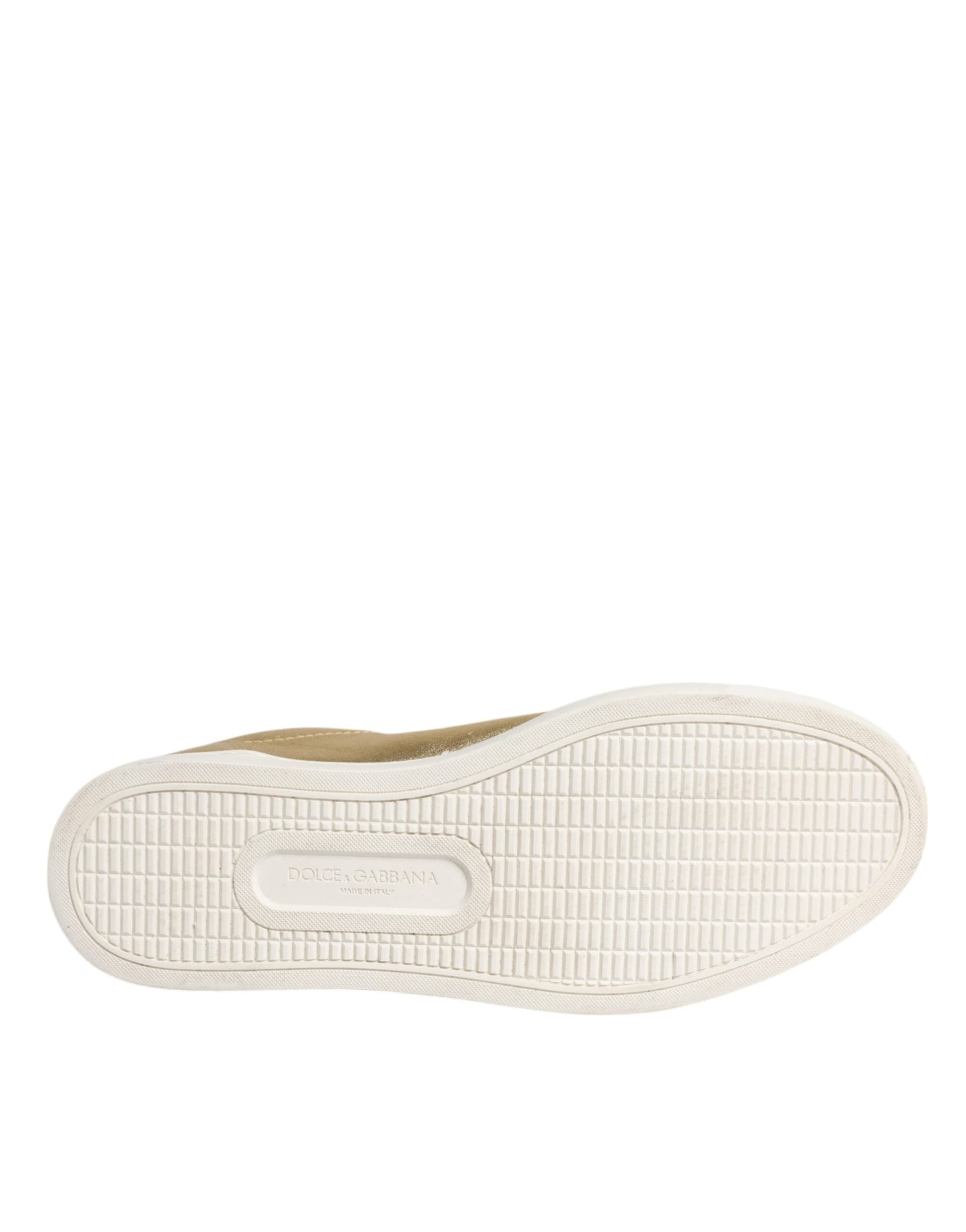 Dolce & Gabbana Gold Leather Logo London Men Sneakers Shoes - 5