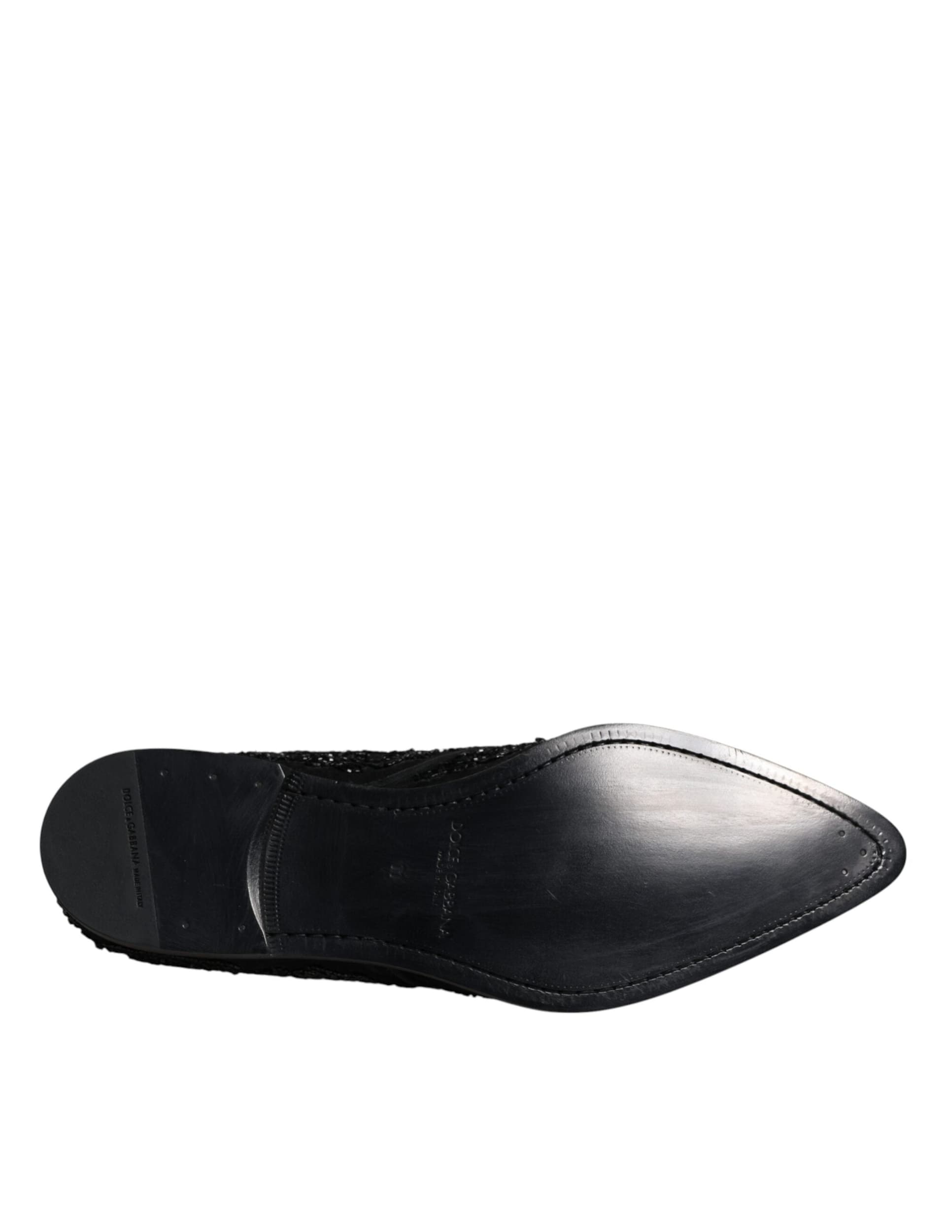 Dolce & Gabbana Black Embellished Suede Derby Formal Shoes - 8
