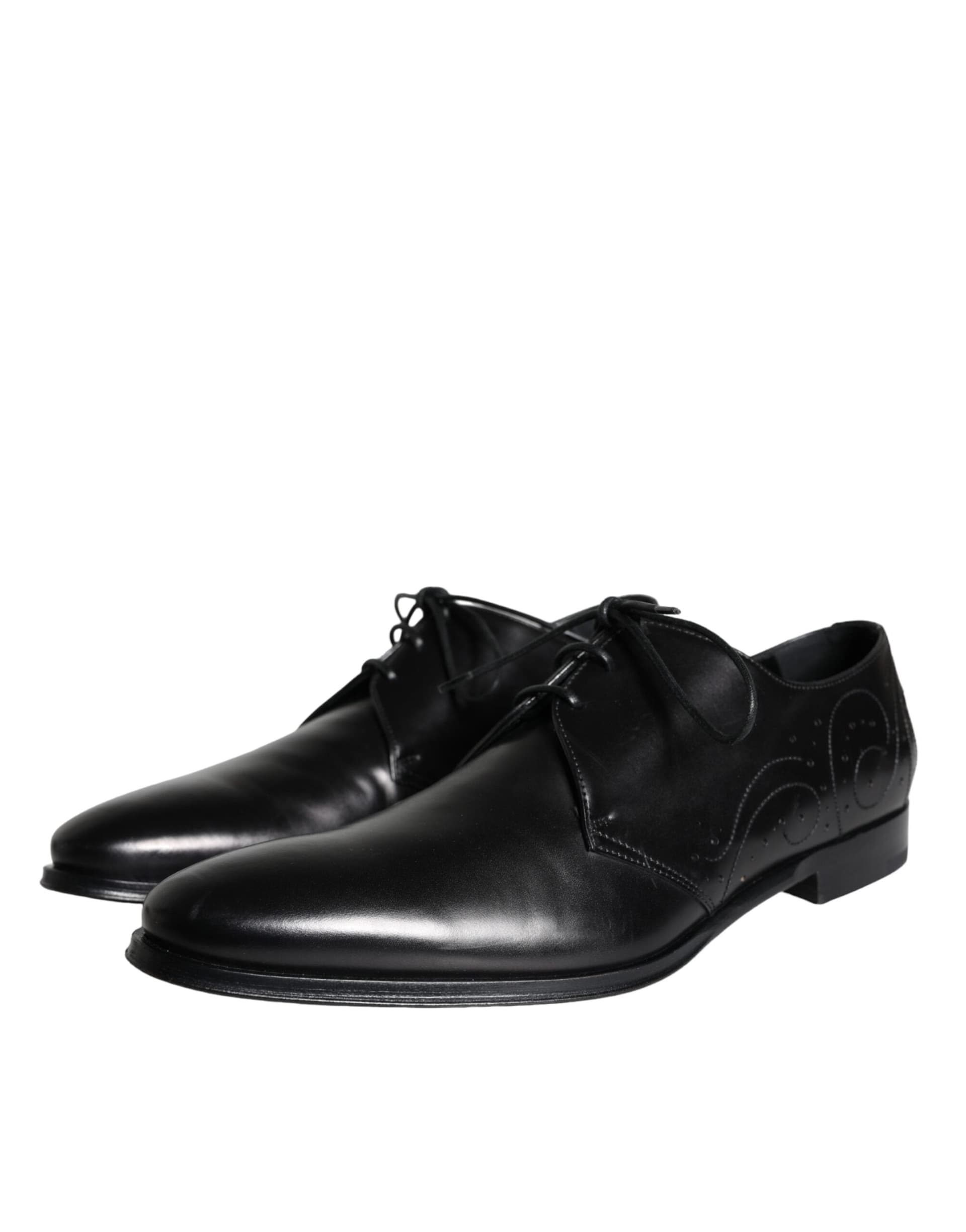 Dolce & Gabbana Black Calfskin Leather Derby Men Dress Shoes - 2