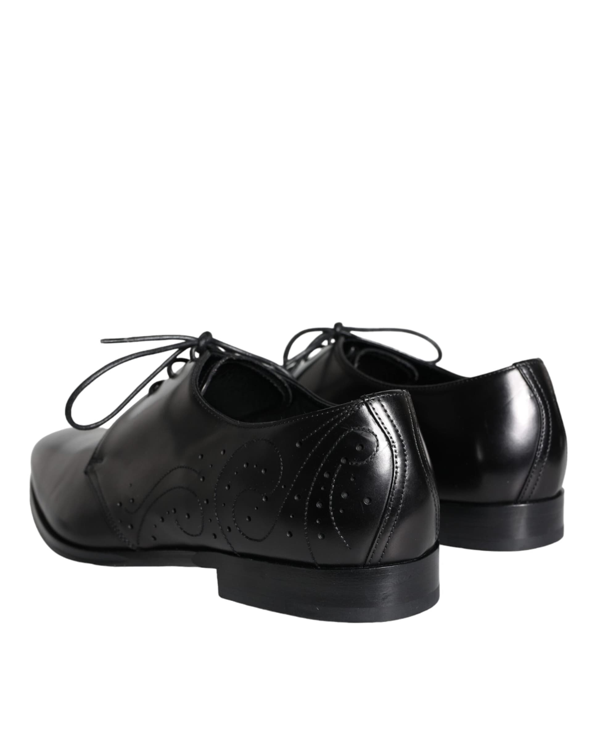 Dolce & Gabbana Black Calfskin Leather Derby Men Dress Shoes - 3