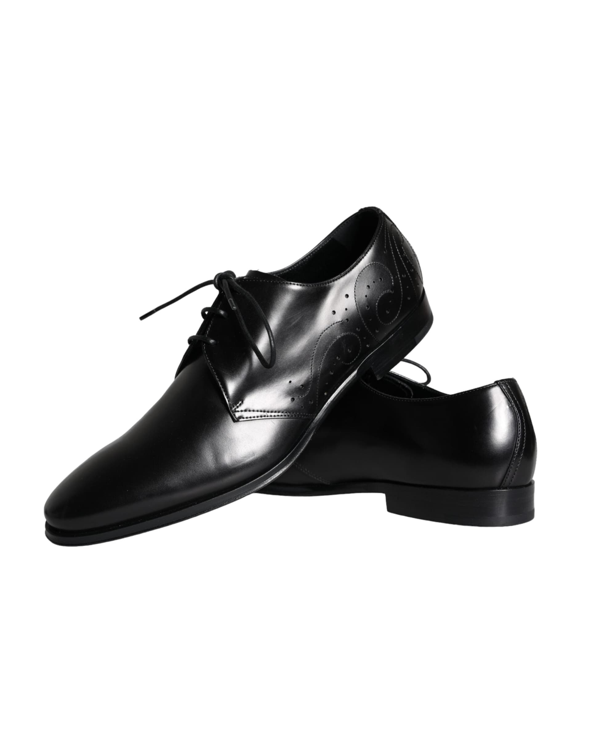 Dolce & Gabbana Black Calfskin Leather Derby Men Dress Shoes - 7