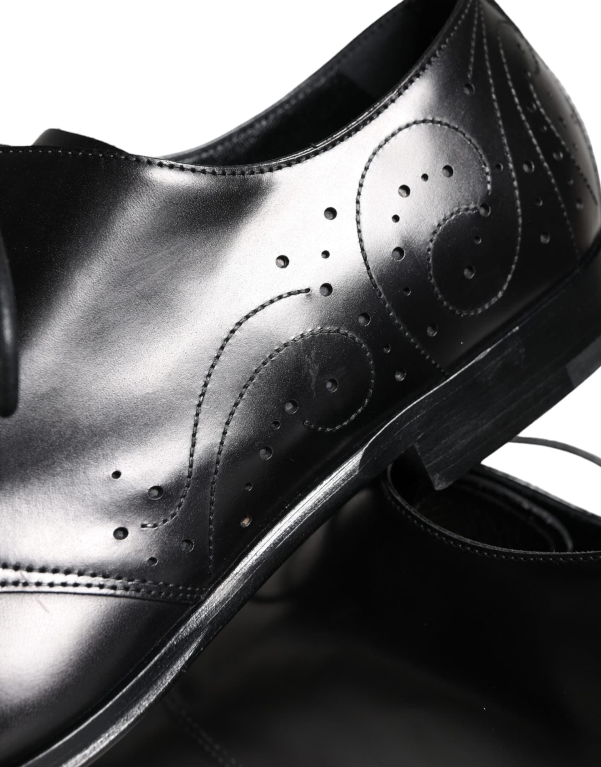 Dolce & Gabbana Black Calfskin Leather Derby Men Dress Shoes - 8