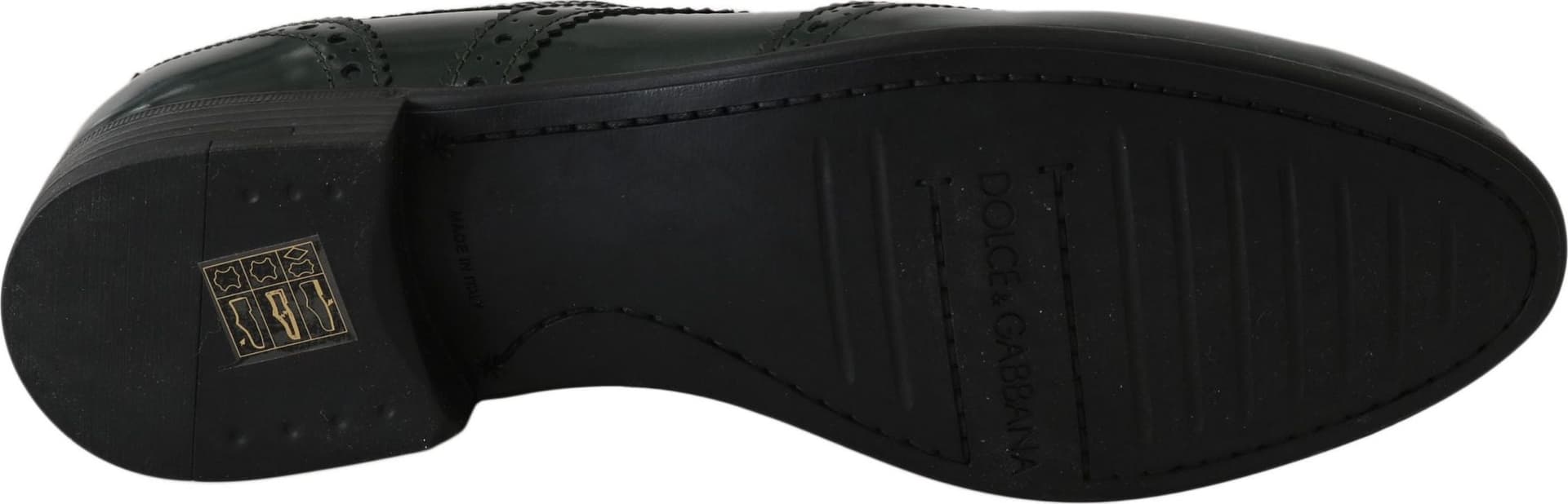 Dolce & Gabbana Green Leather Broque Oxford Wingtip Shoes - 2