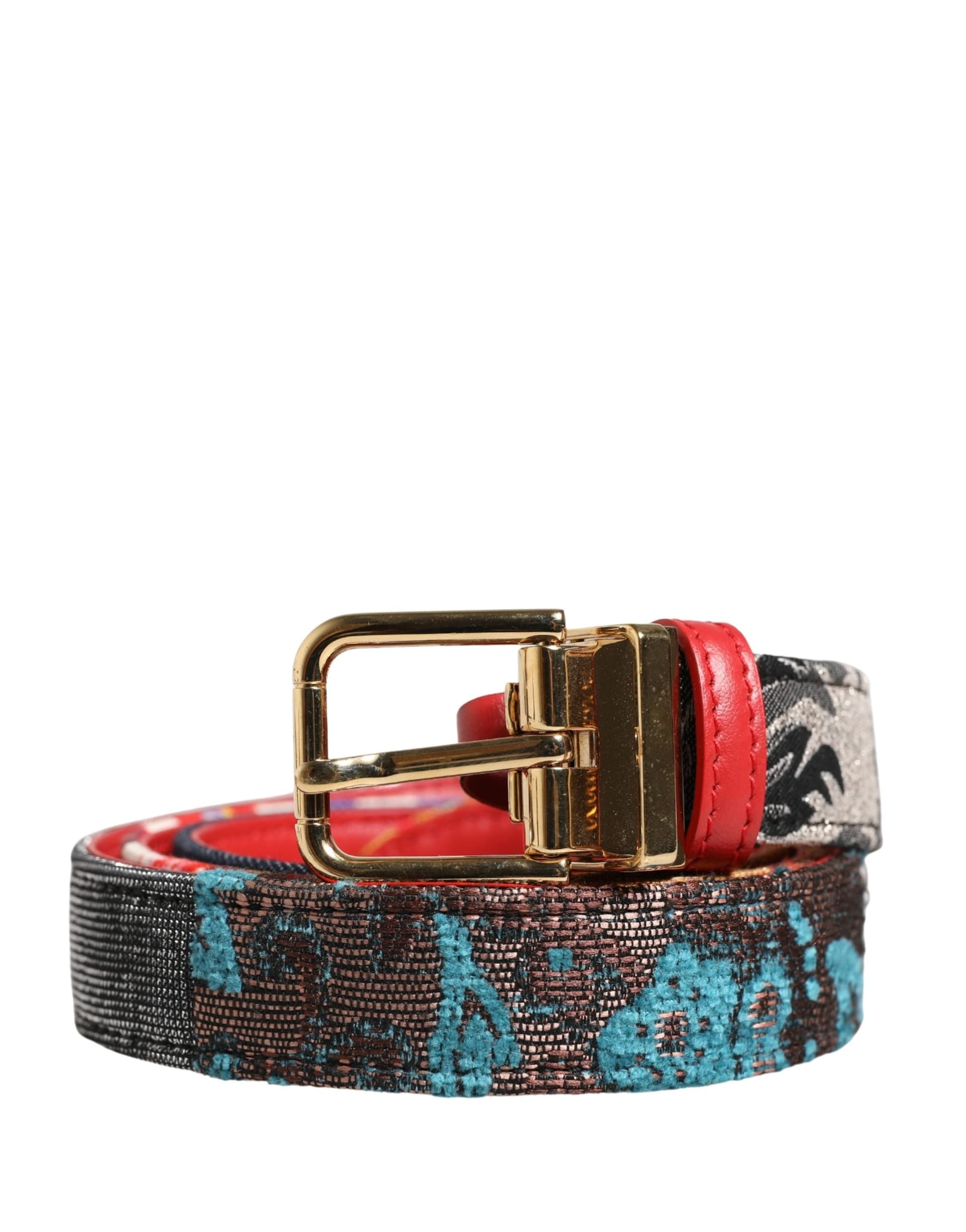 Dolce & Gabbana Multicolor Floral Jacquard Metal Buckle Belt - 2