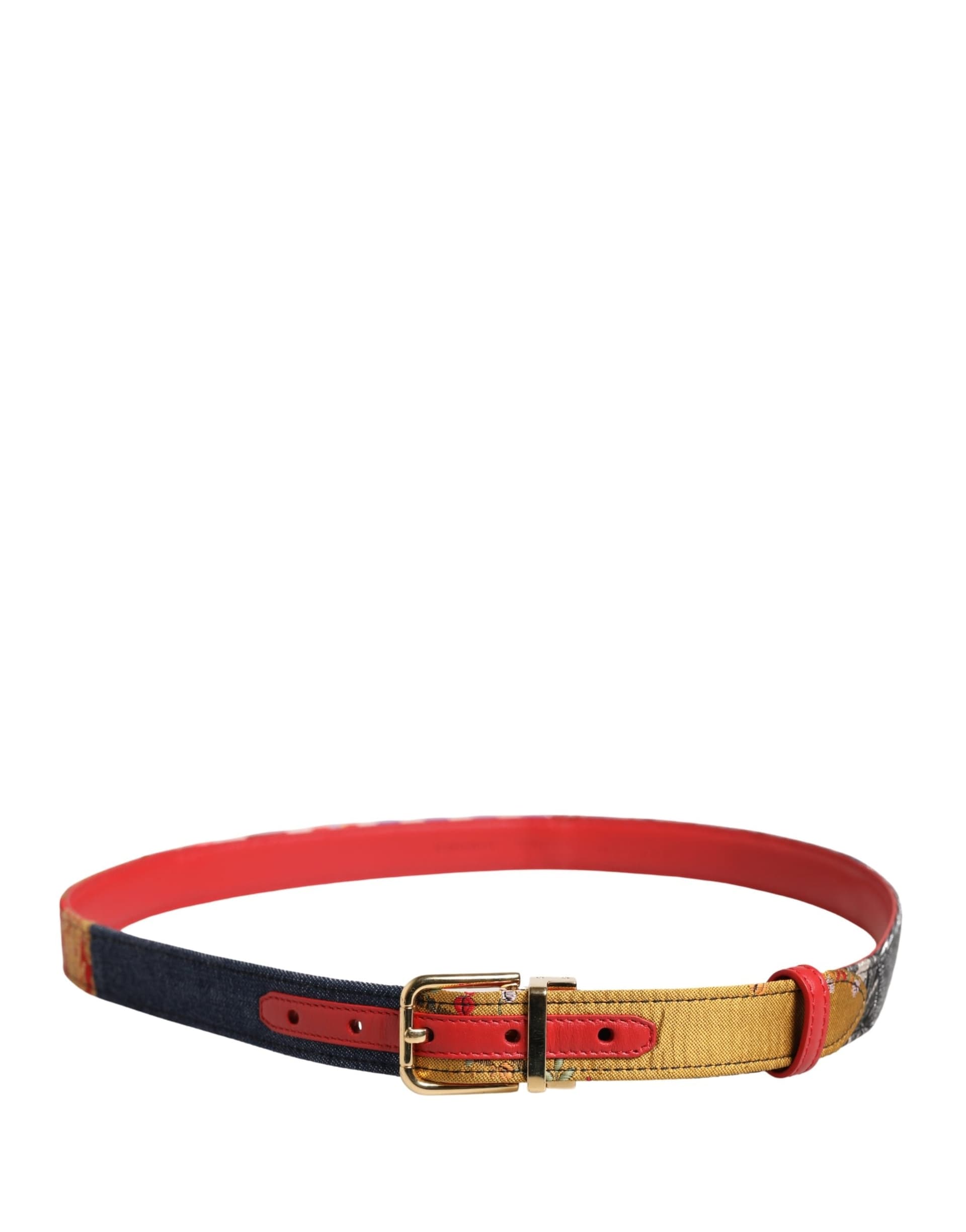 Dolce & Gabbana Multicolor Floral Jacquard Metal Buckle Belt - 3