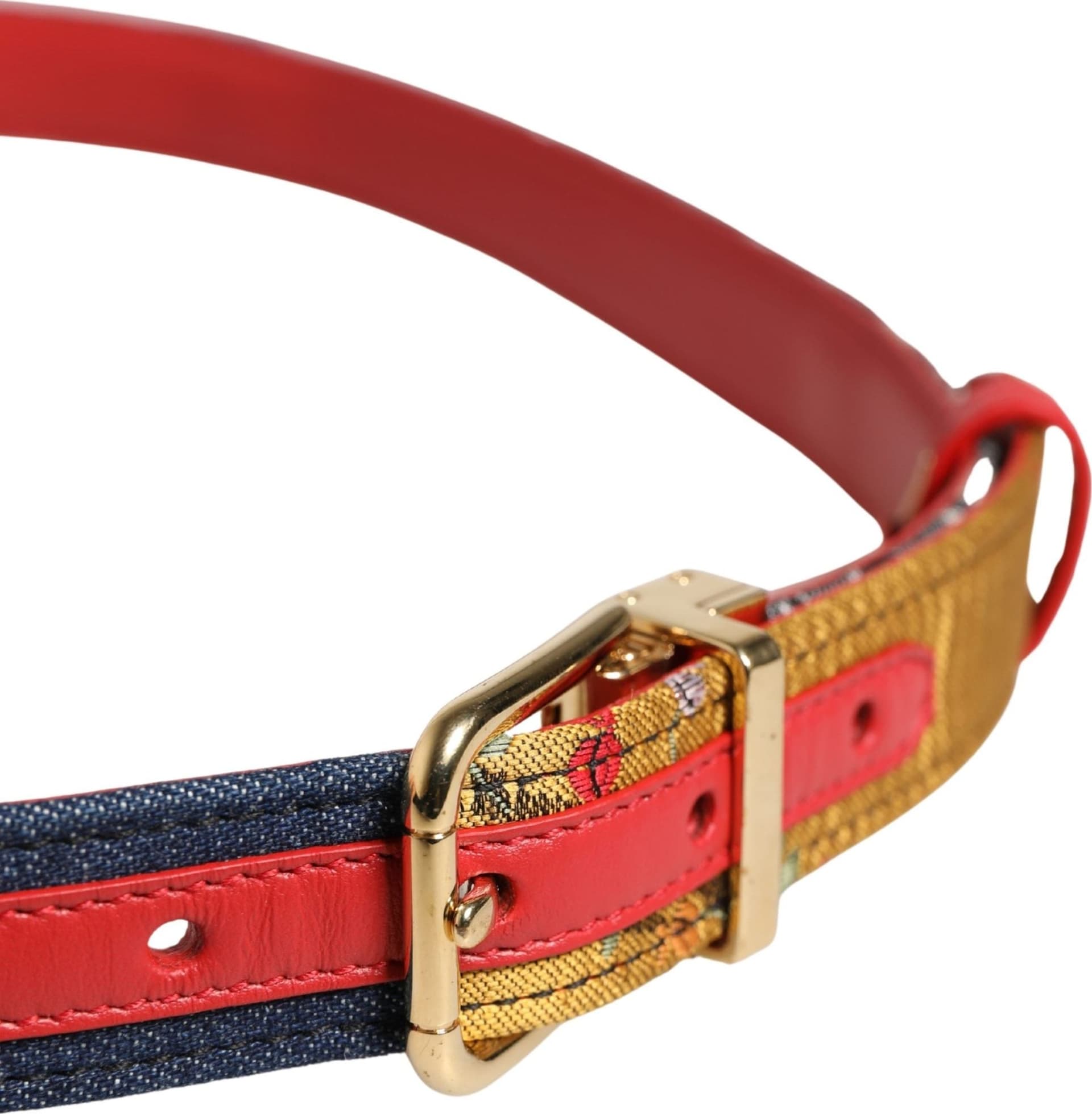 Dolce & Gabbana Multicolor Floral Jacquard Metal Buckle Belt - 4