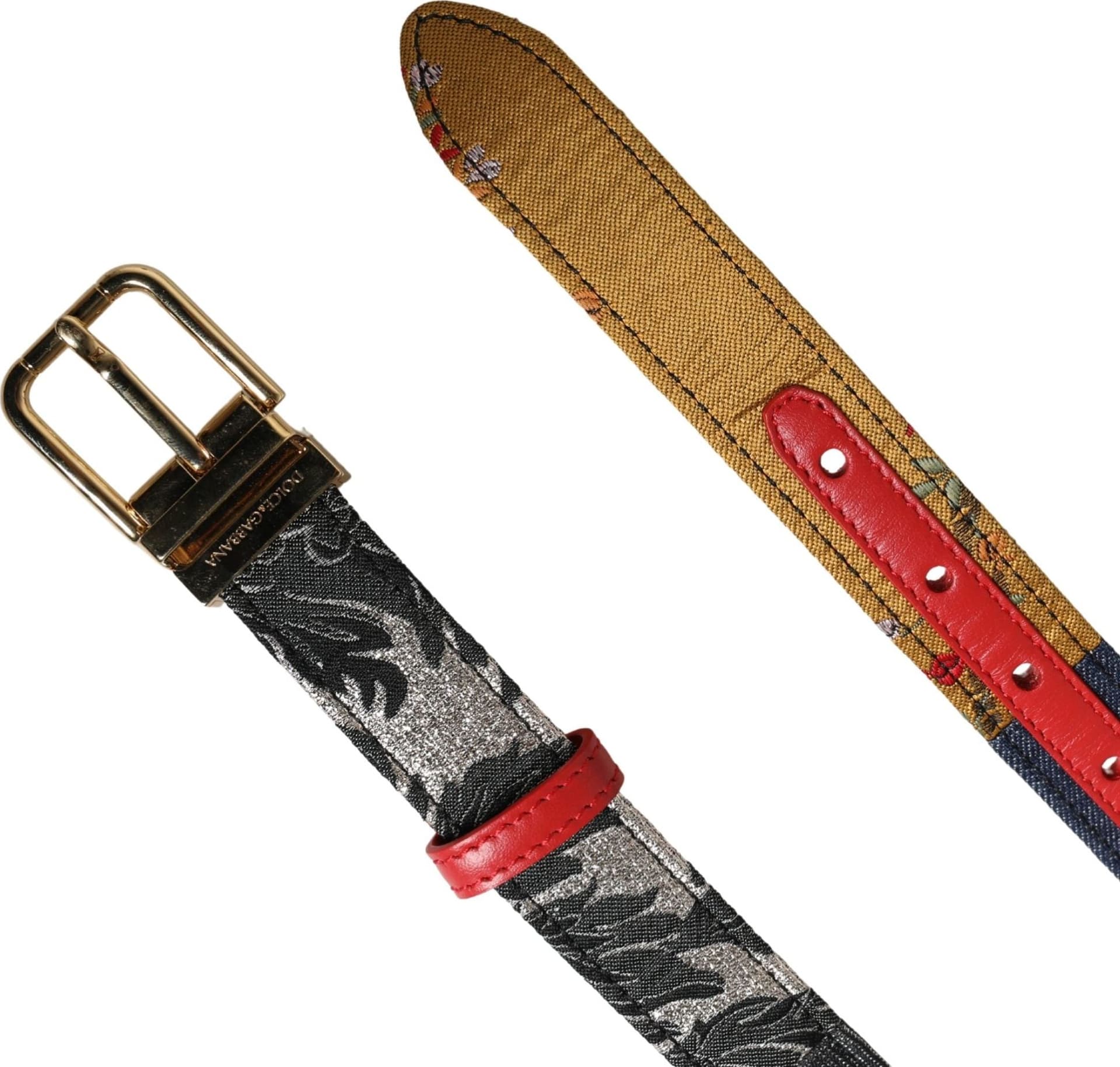 Dolce & Gabbana Multicolor Floral Jacquard Metal Buckle Belt - 7
