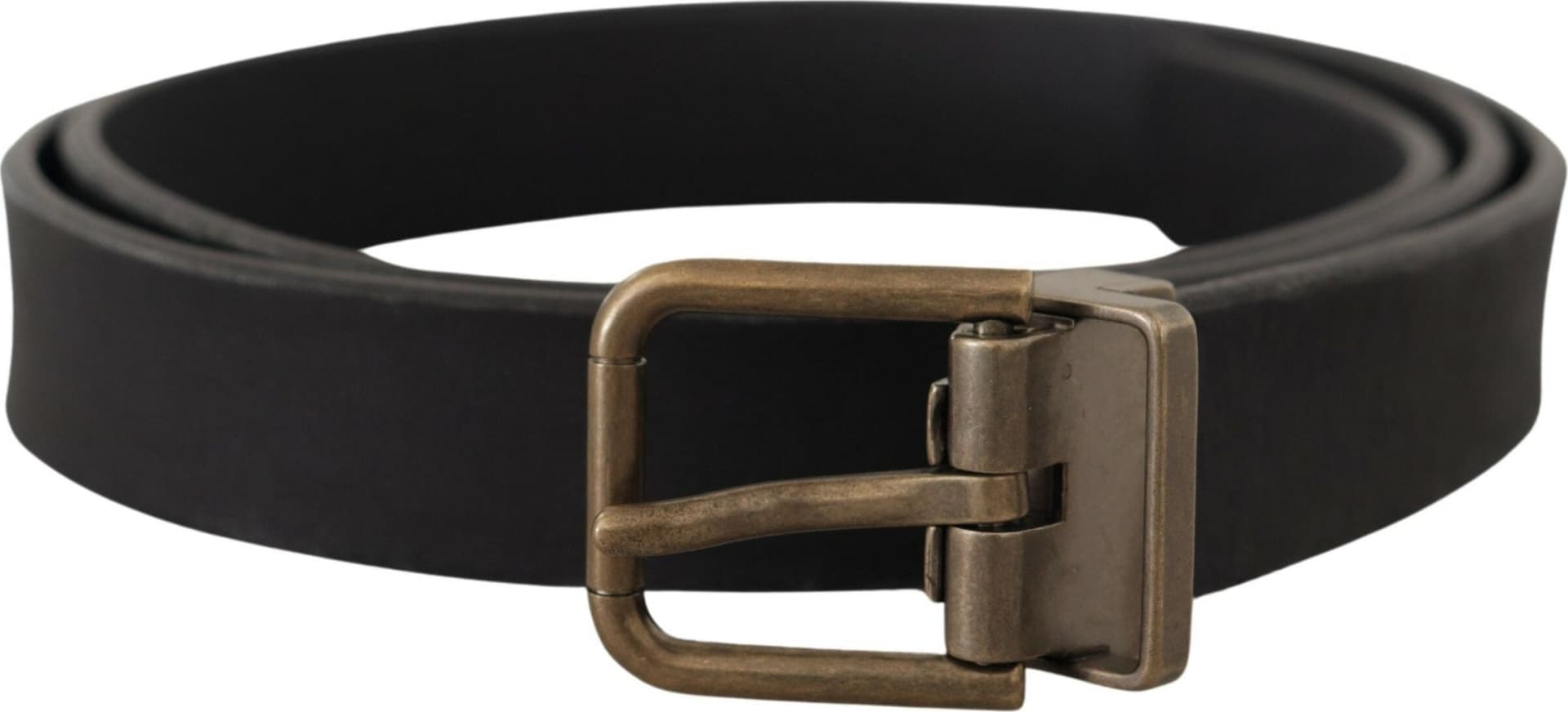 Dolce & Gabbana Black Leather Brass Metal Grain Buckle Classic Belt - 3