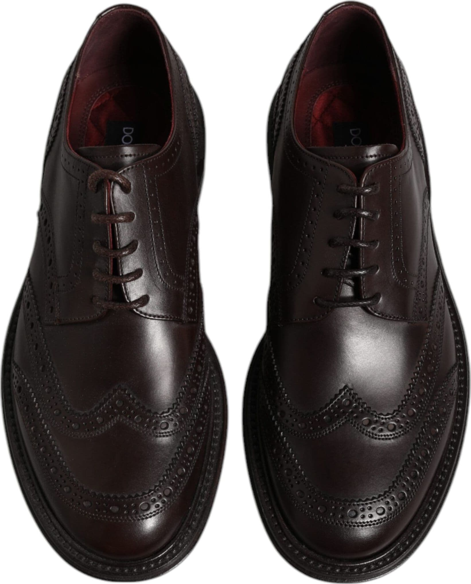 Dolce & Gabbana Brown Leather Derby Wingtip Lace Up Formal Dress Shoes - 2