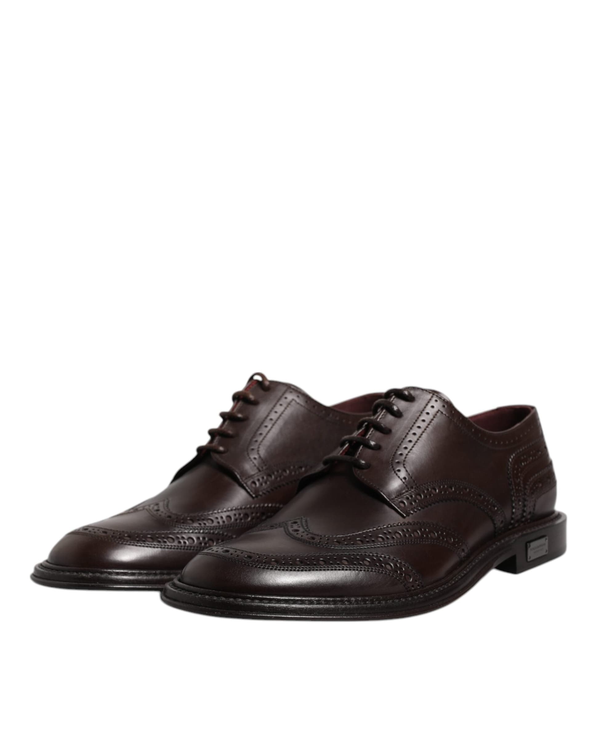 Dolce & Gabbana Brown Leather Derby Wingtip Lace Up Formal Dress Shoes - 3