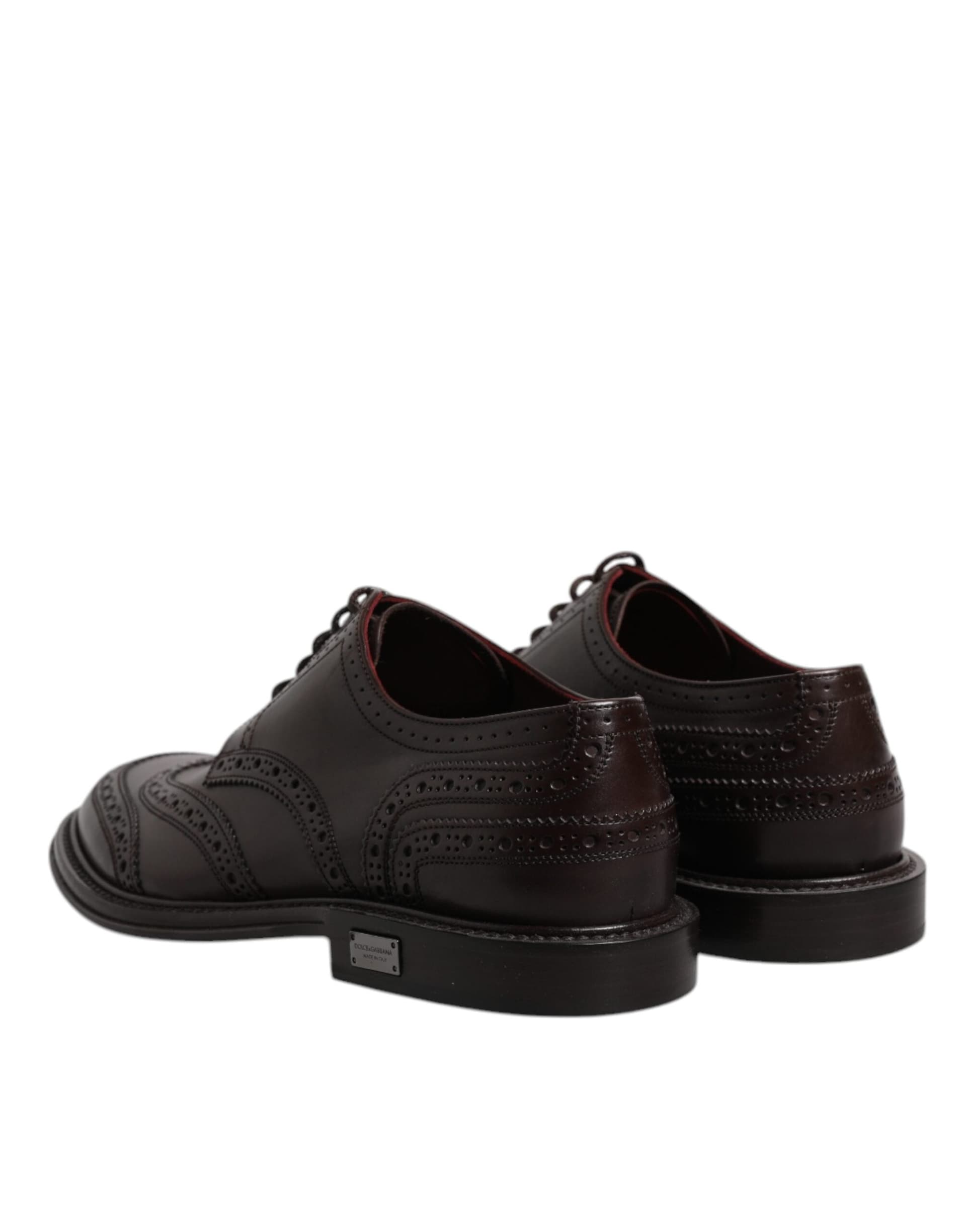 Dolce & Gabbana Brown Leather Derby Wingtip Lace Up Formal Dress Shoes - 4