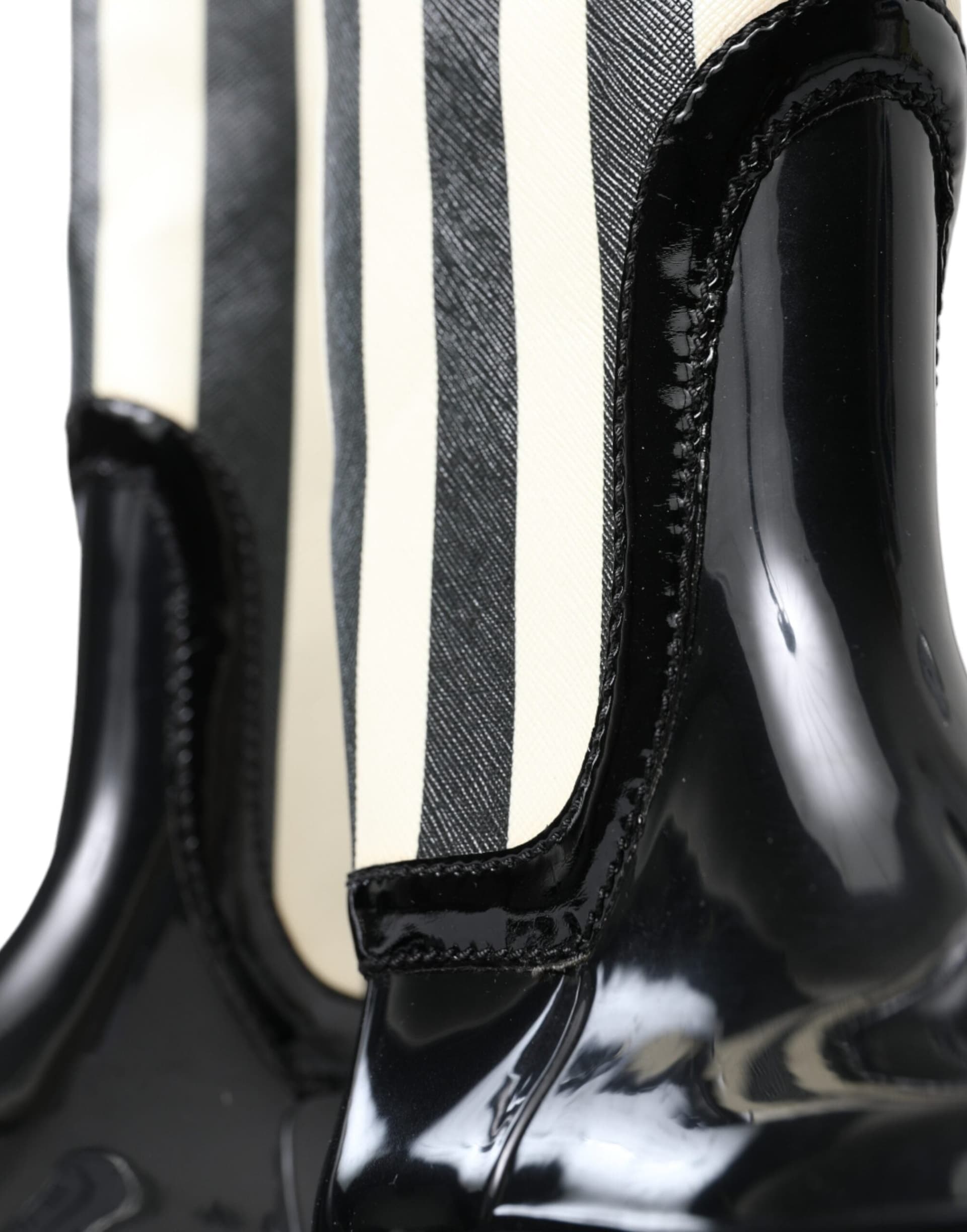 Dolce & Gabbana Black Rubber Knee High Flat Boots Shoes - 5