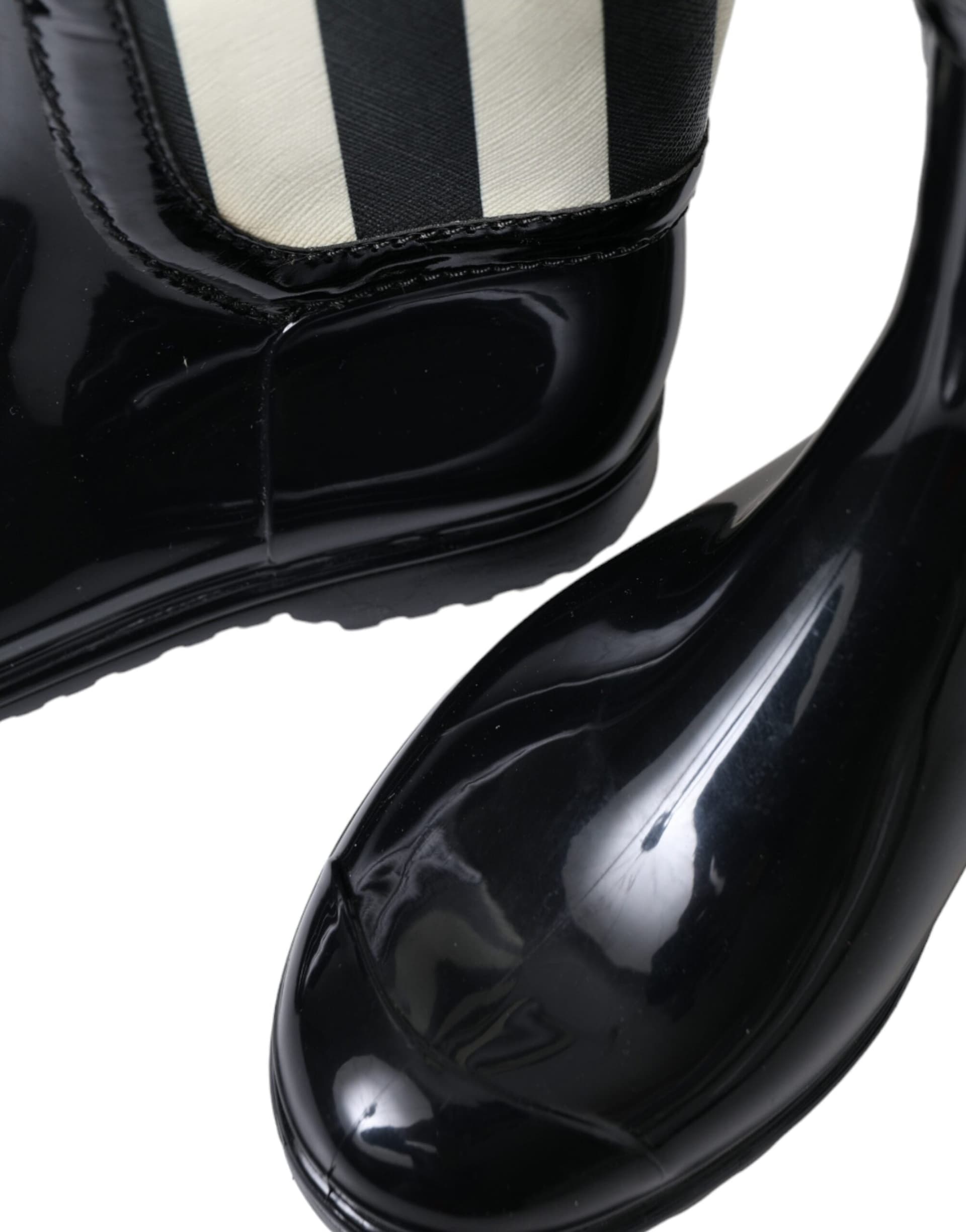 Dolce & Gabbana Black Rubber Knee High Flat Boots Shoes - 6