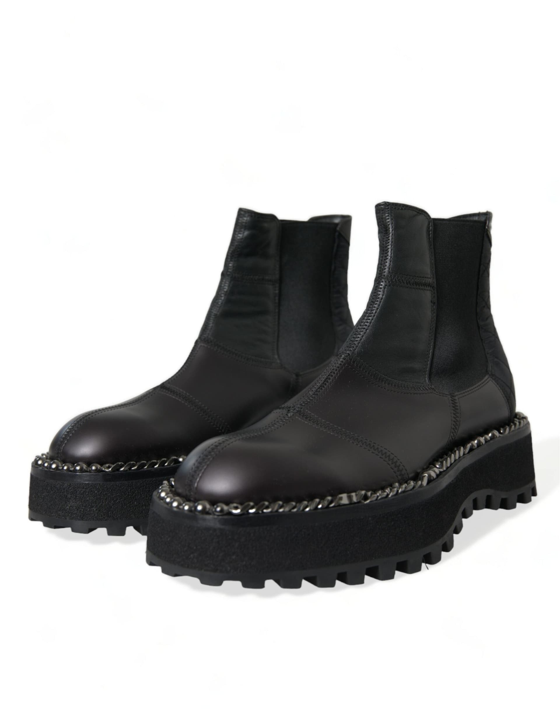 Dolce & Gabbana Black Leather Slip On Stretch Chelsea Boots Shoes - 2