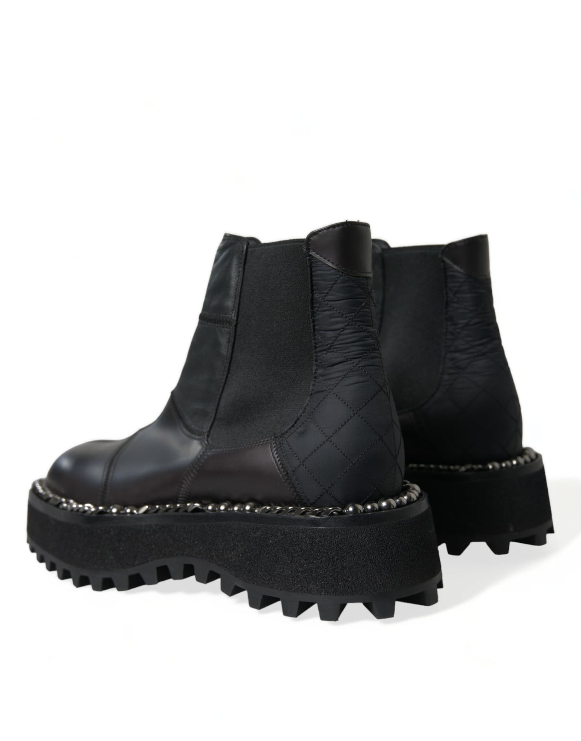 Dolce & Gabbana Black Leather Slip On Stretch Chelsea Boots Shoes - 3