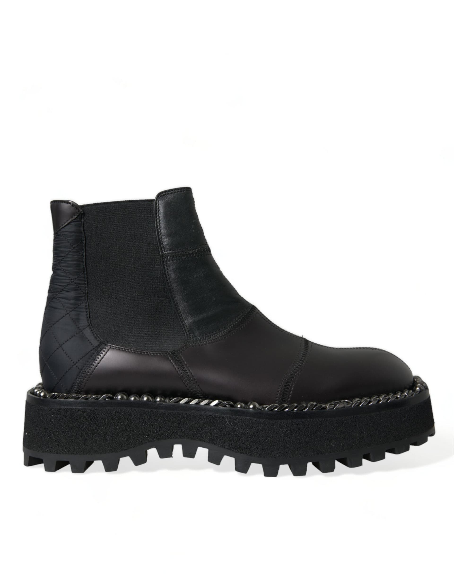 Dolce & Gabbana Black Leather Slip On Stretch Chelsea Boots Shoes - 5