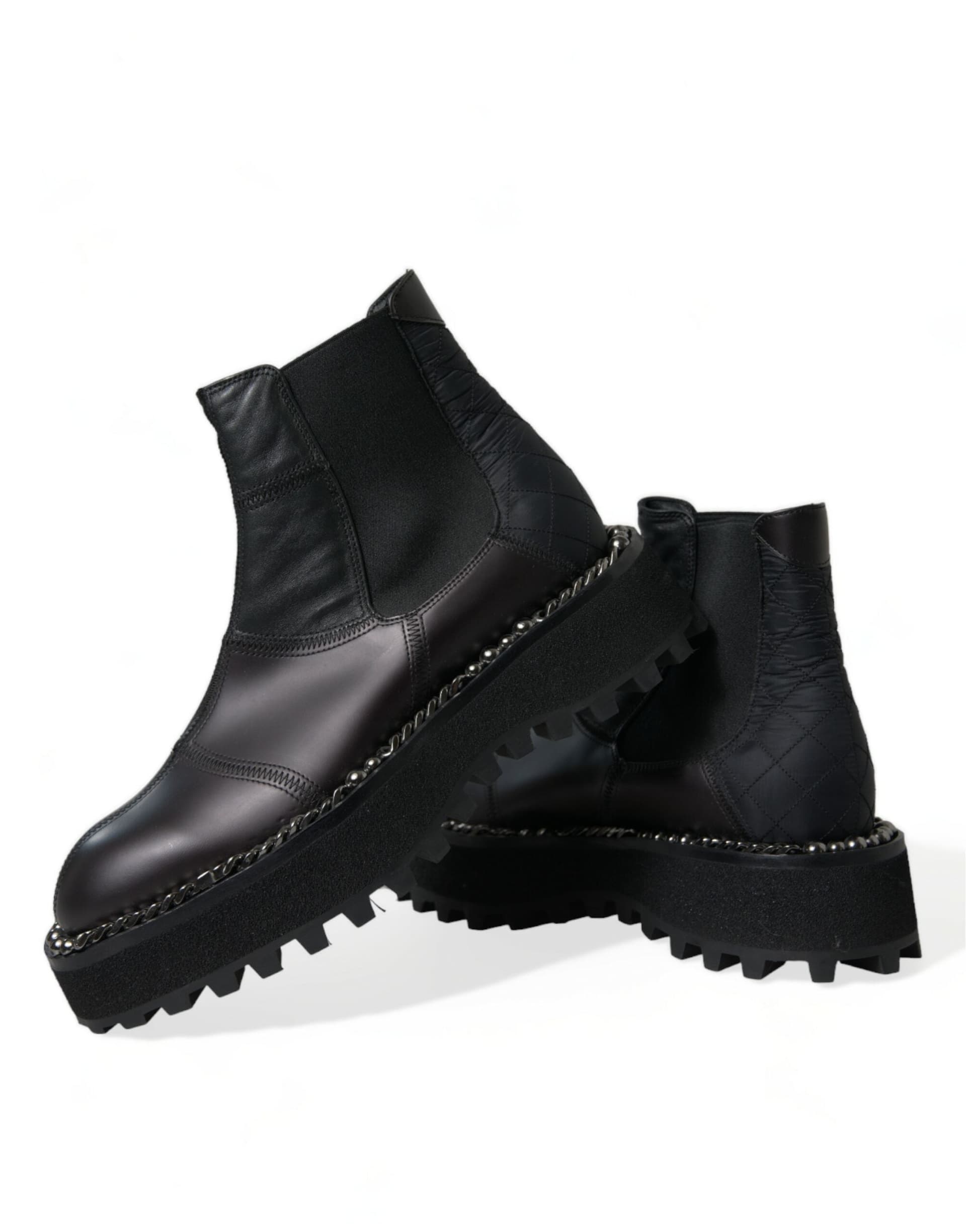 Dolce & Gabbana Black Leather Slip On Stretch Chelsea Boots Shoes - 7