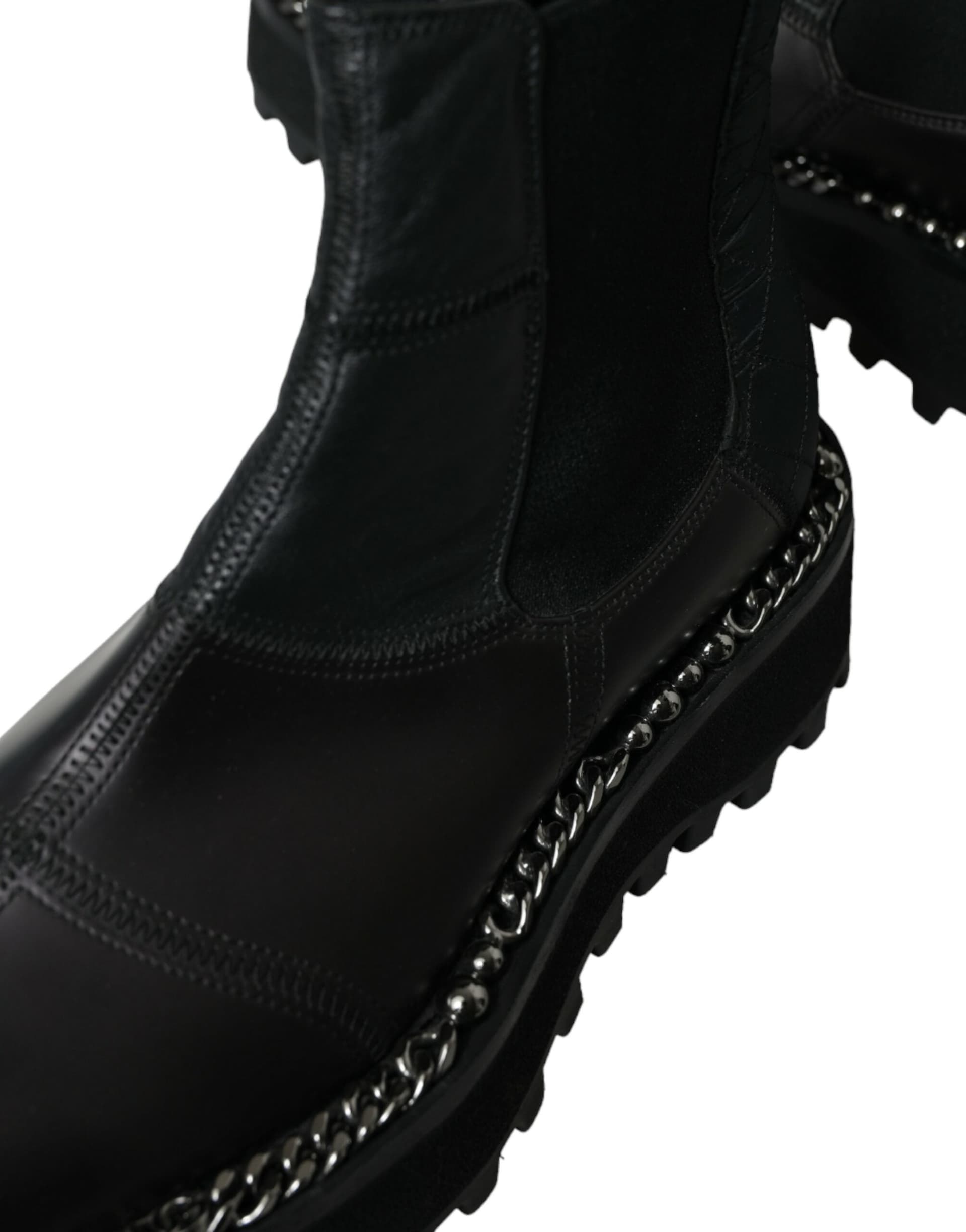 Dolce & Gabbana Black Leather Slip On Stretch Chelsea Boots Shoes - 8