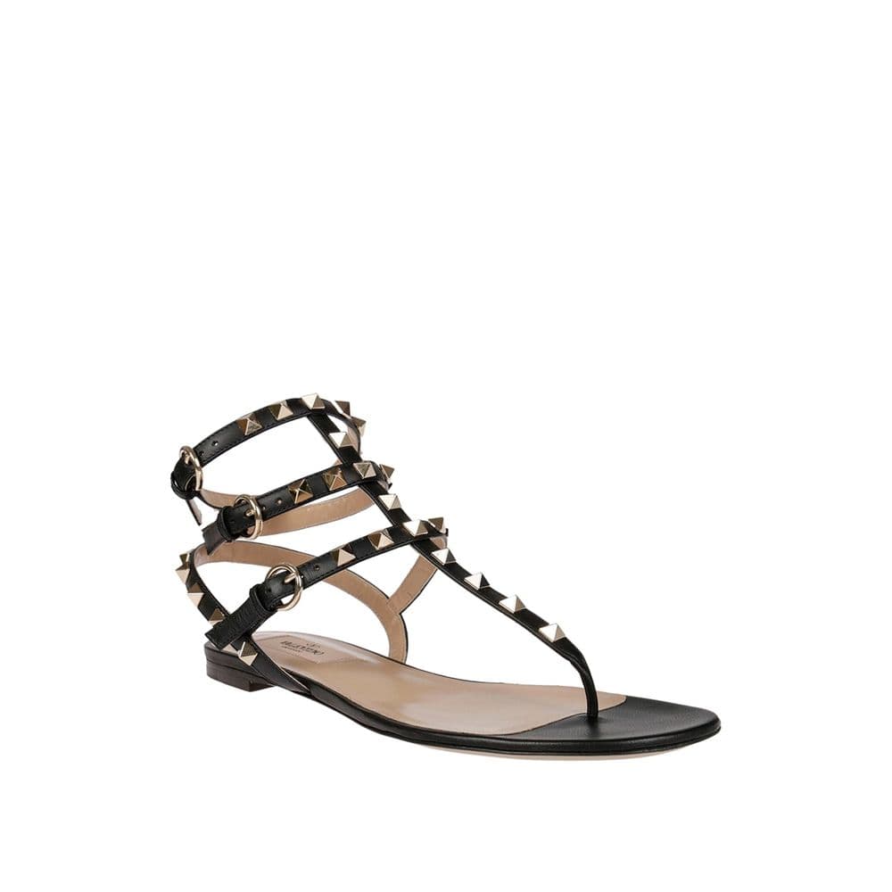 Valentino Garavani Black Calfskin Flat Sandals - 2