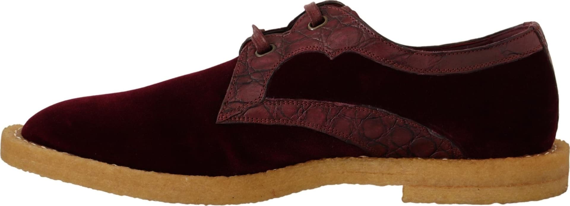 Dolce & Gabbana Bordeaux Velvet Exotic Leather Shoes - 3
