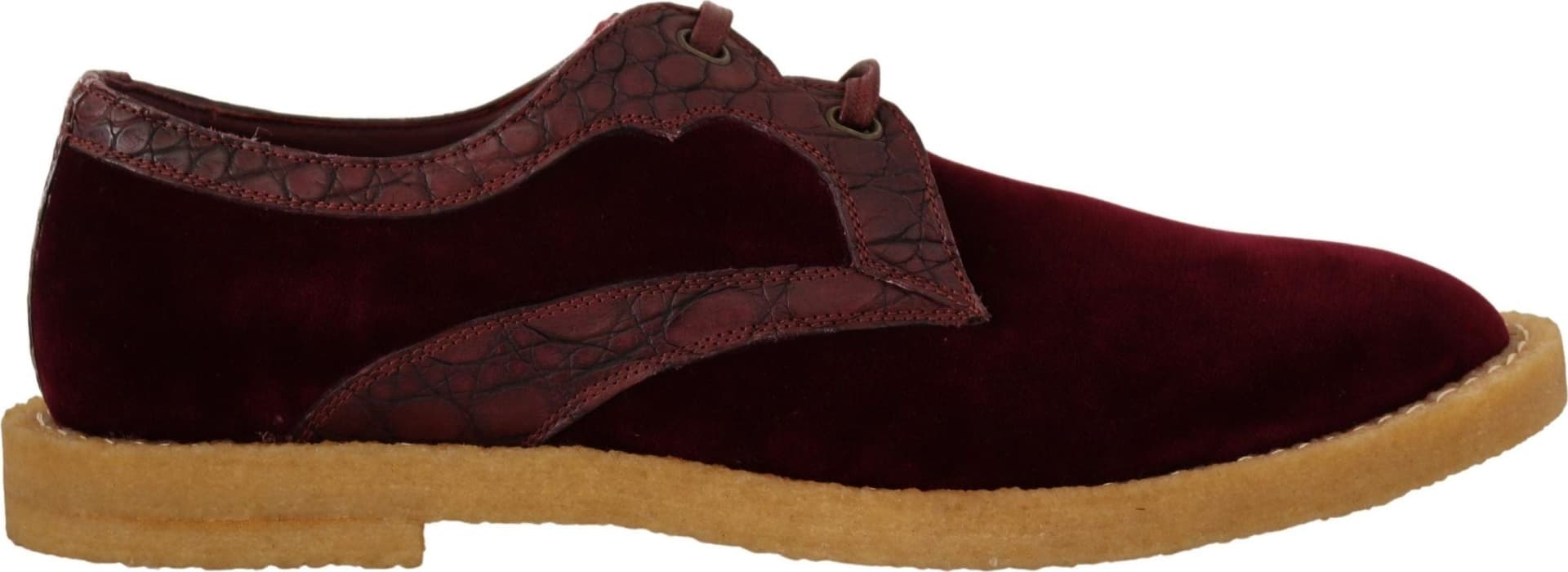 Dolce & Gabbana Bordeaux Velvet Exotic Leather Shoes - 4
