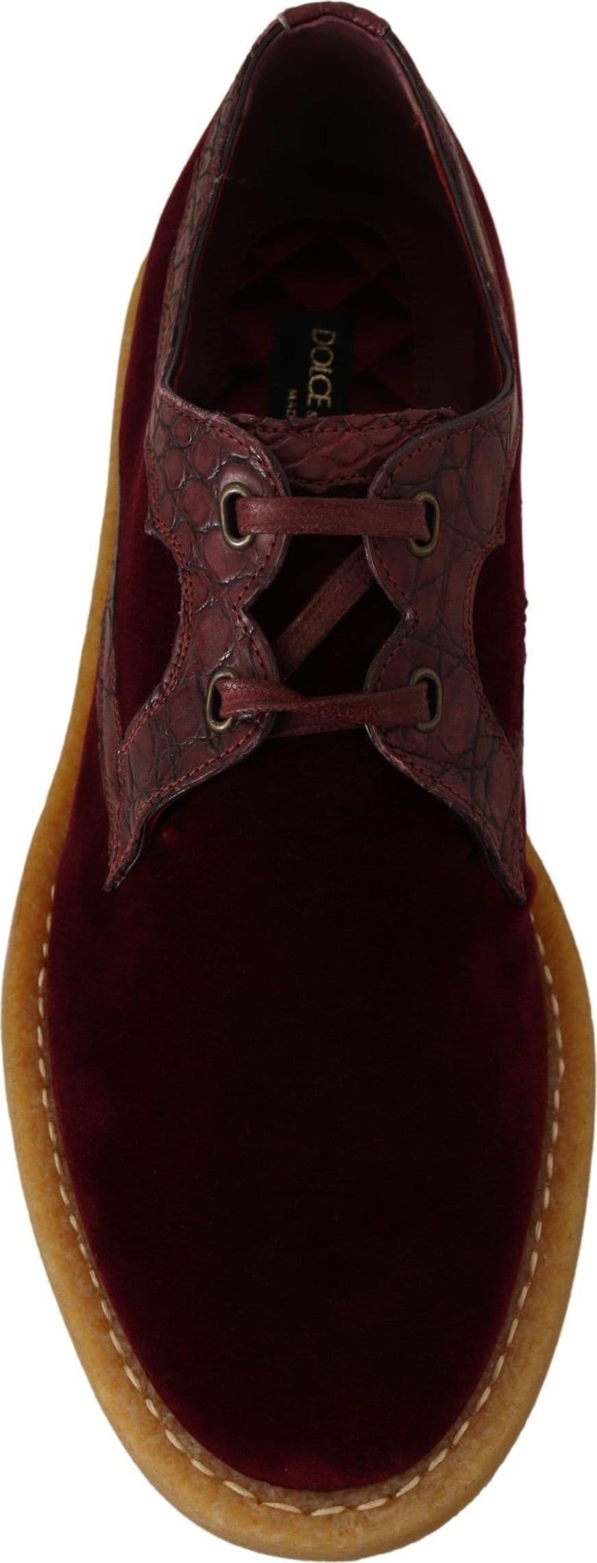 Dolce & Gabbana Bordeaux Velvet Exotic Leather Shoes - 6