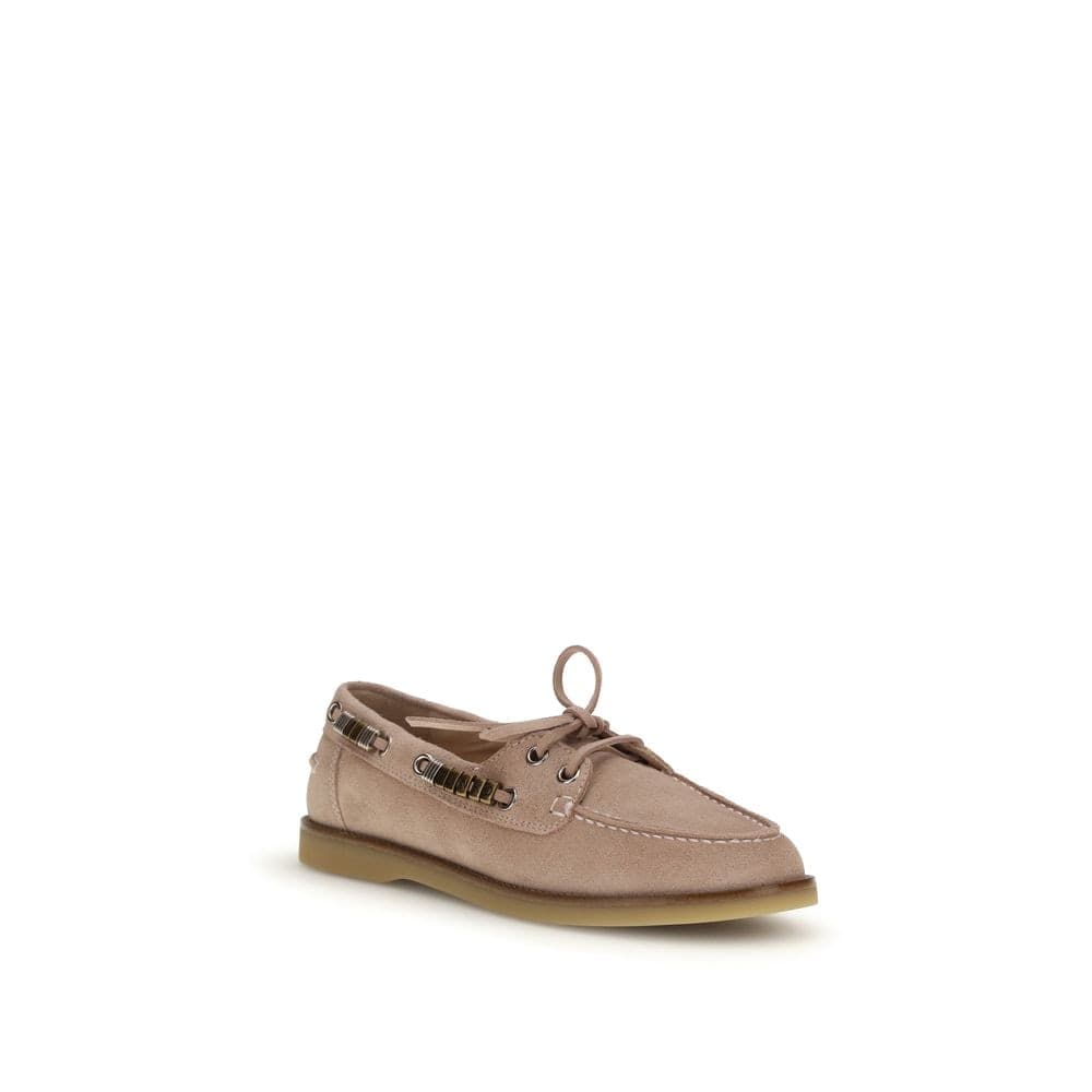 PINKO Beige Calf Leather Bos Taurus Slip-On Loafers - 2