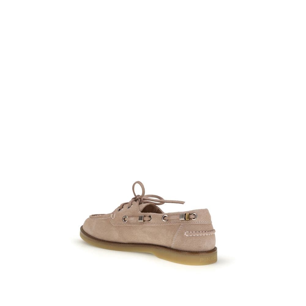 PINKO Beige Calf Leather Bos Taurus Slip-On Loafers - 3