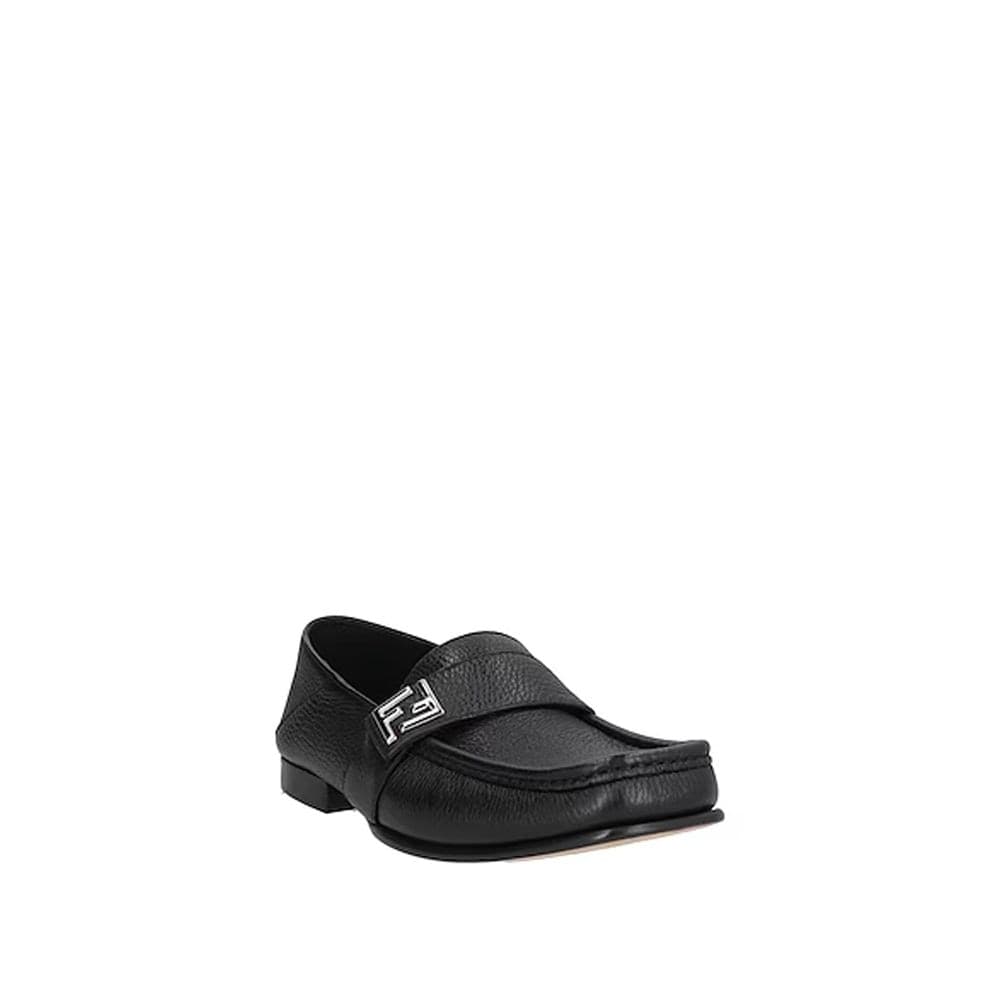 Fendi Black Calfskin Slip-On Loafers - 2