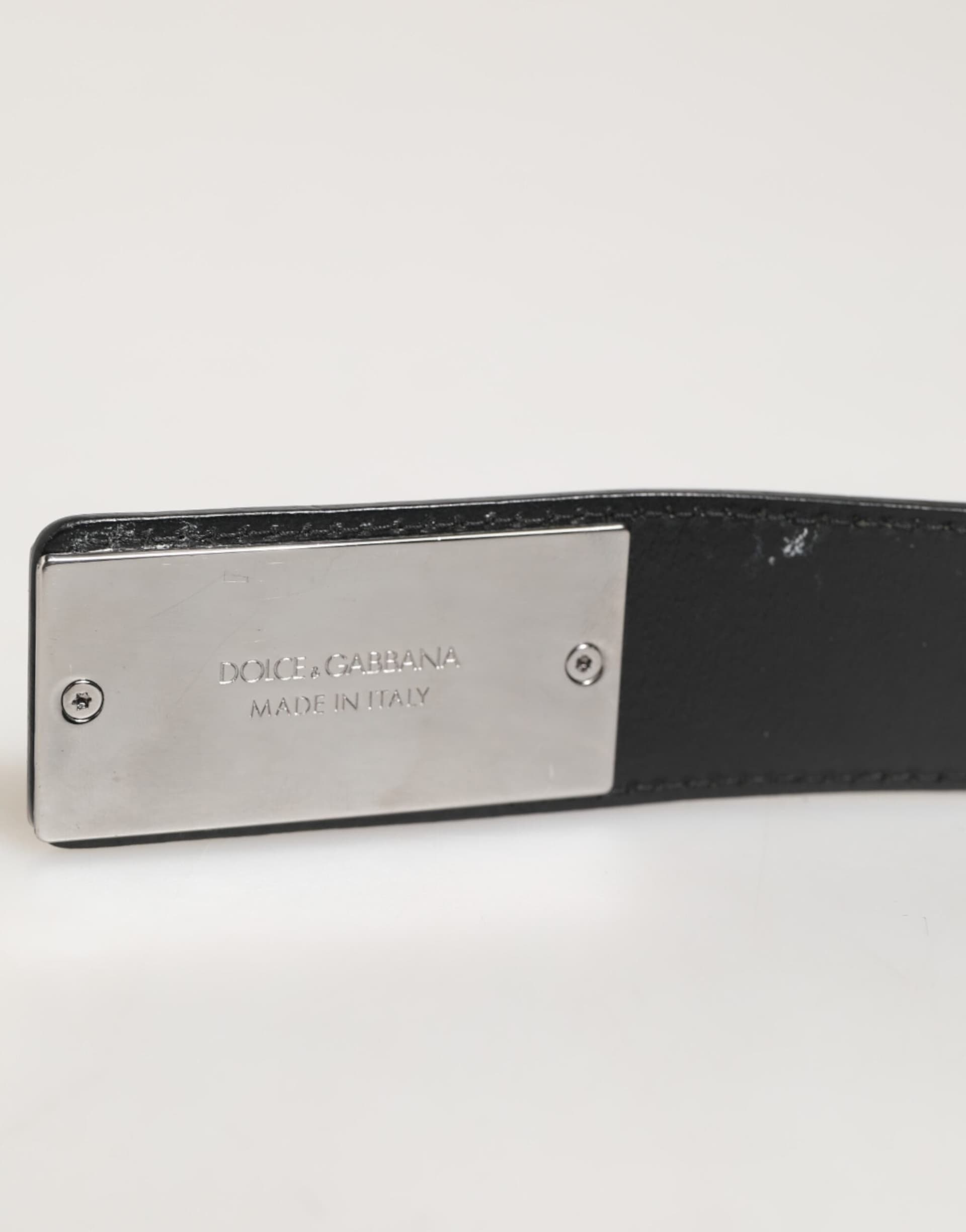 Dolce & Gabbana Black Leather Classic Metal Logo Buckle Belt - 3