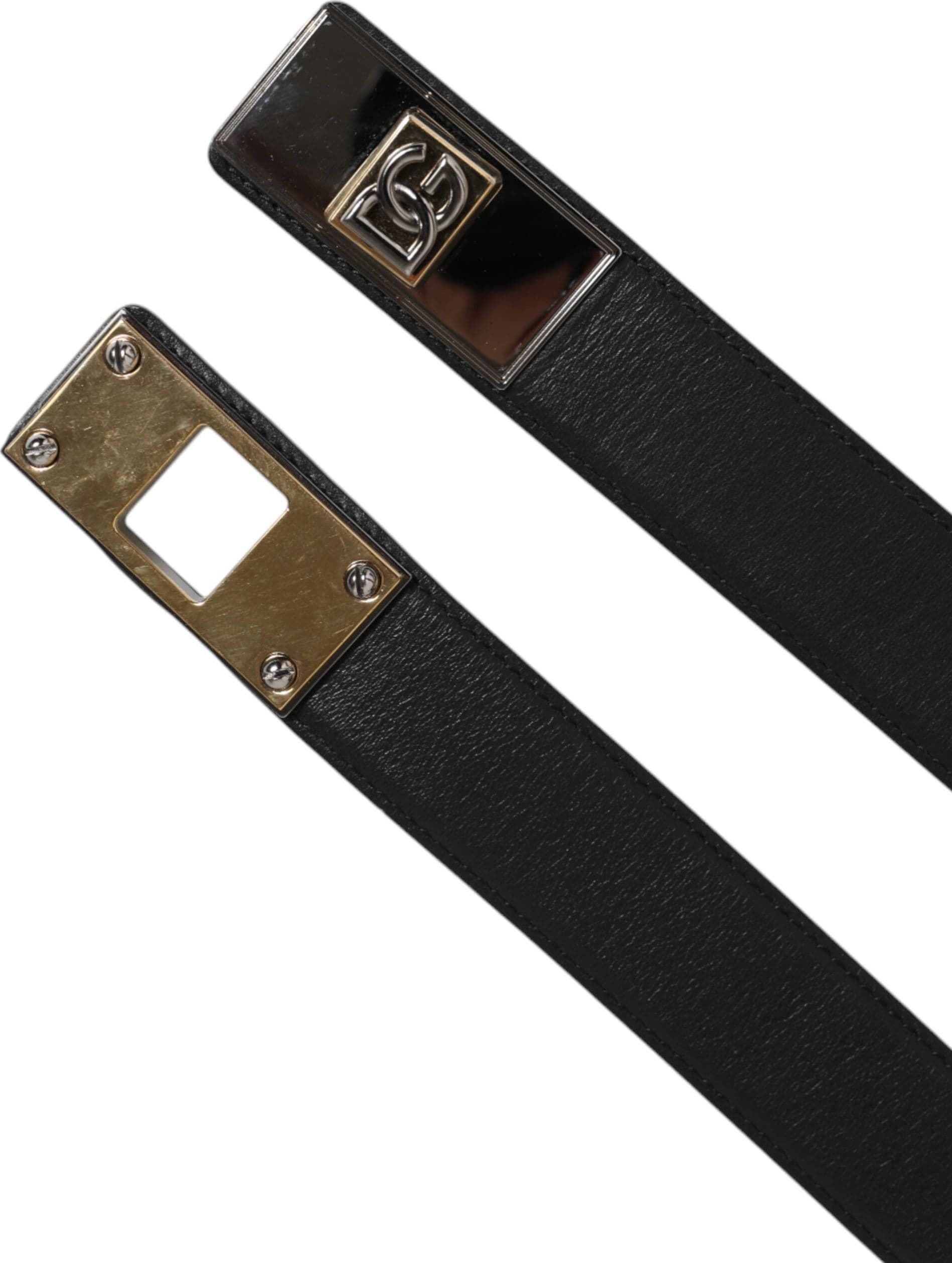 Dolce & Gabbana Black Leather Classic Metal Logo Buckle Belt - 6