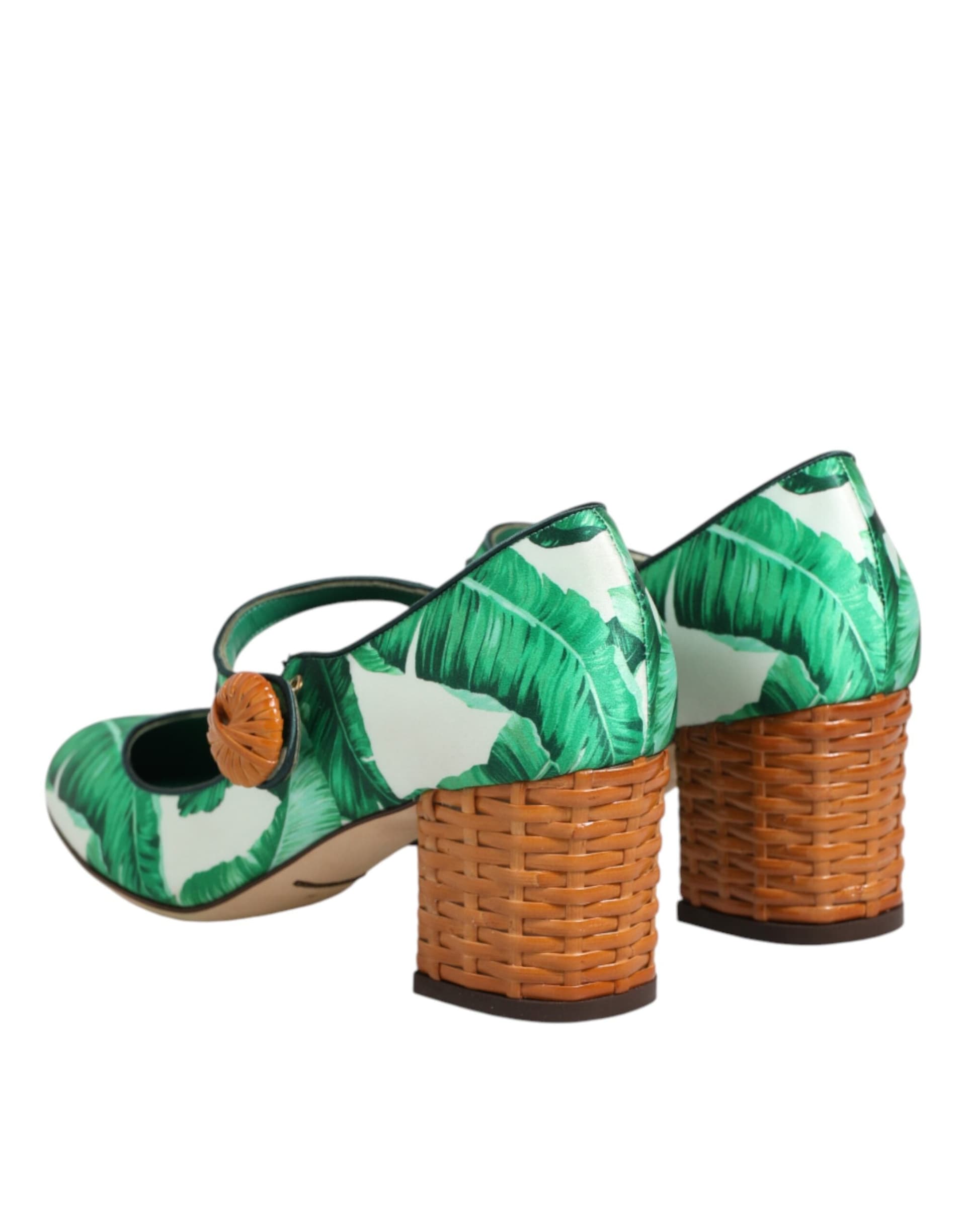 Dolce & Gabbana Green Silk MARY JANES Leaf Sandals Shoes - 4
