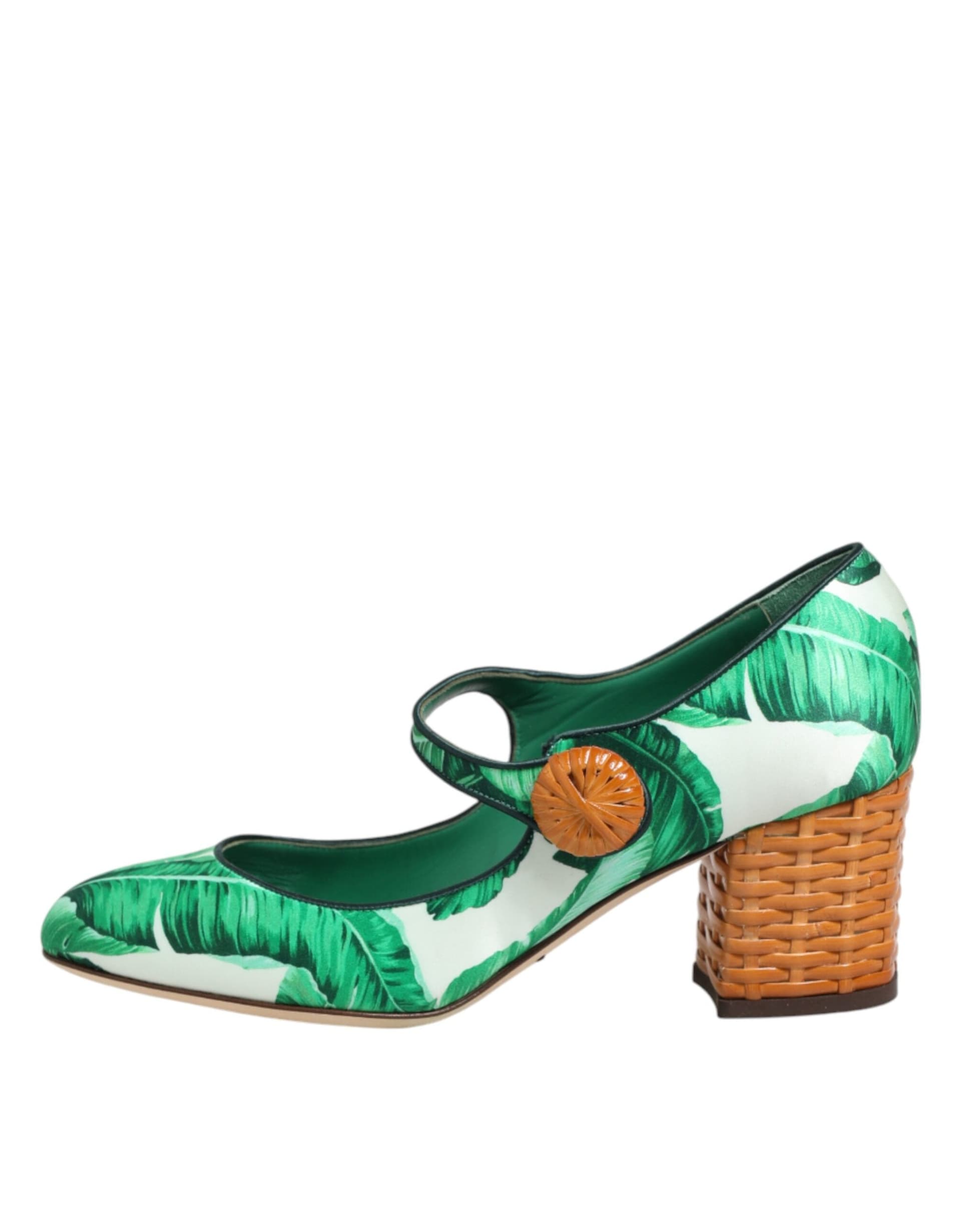 Dolce & Gabbana Green Silk MARY JANES Leaf Sandals Shoes - 5