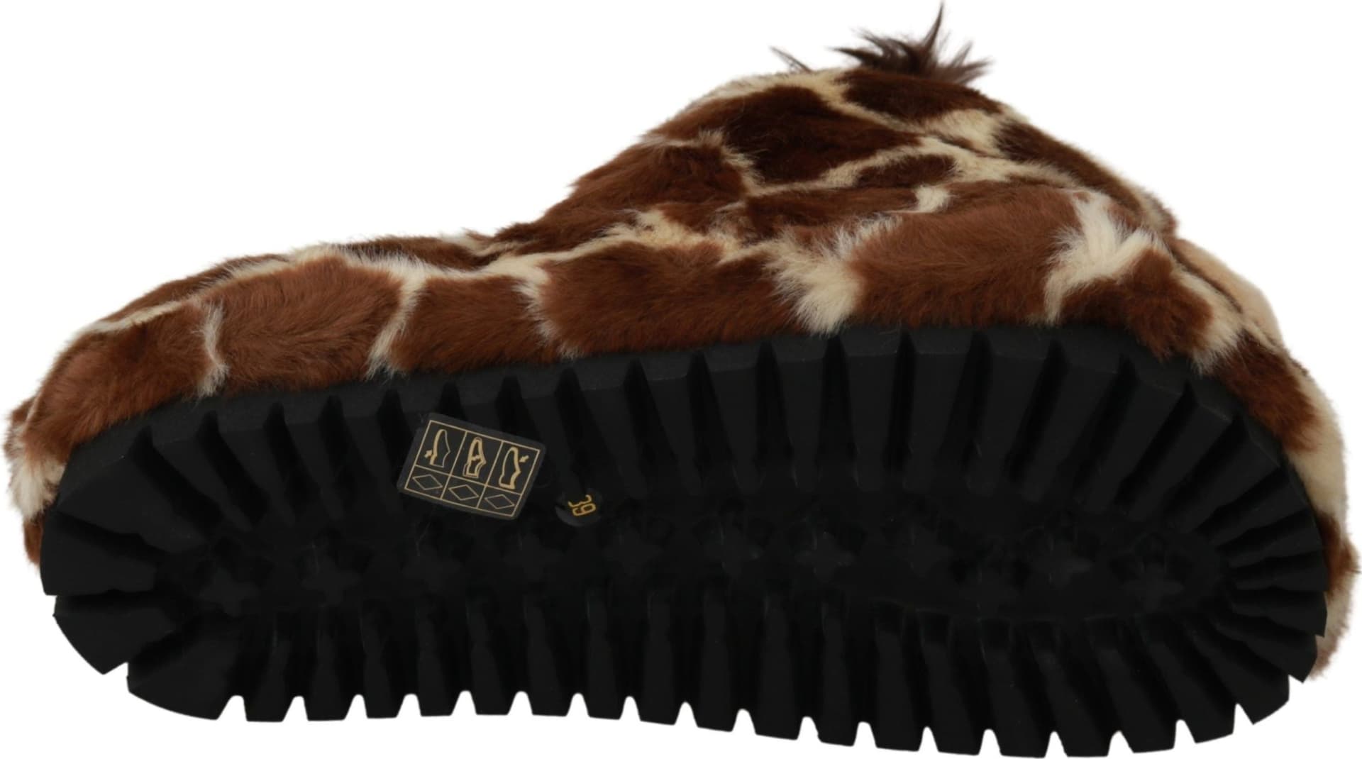 Dolce & Gabbana Brown Giraffe Slippers Flats Sandals Shoes - 7