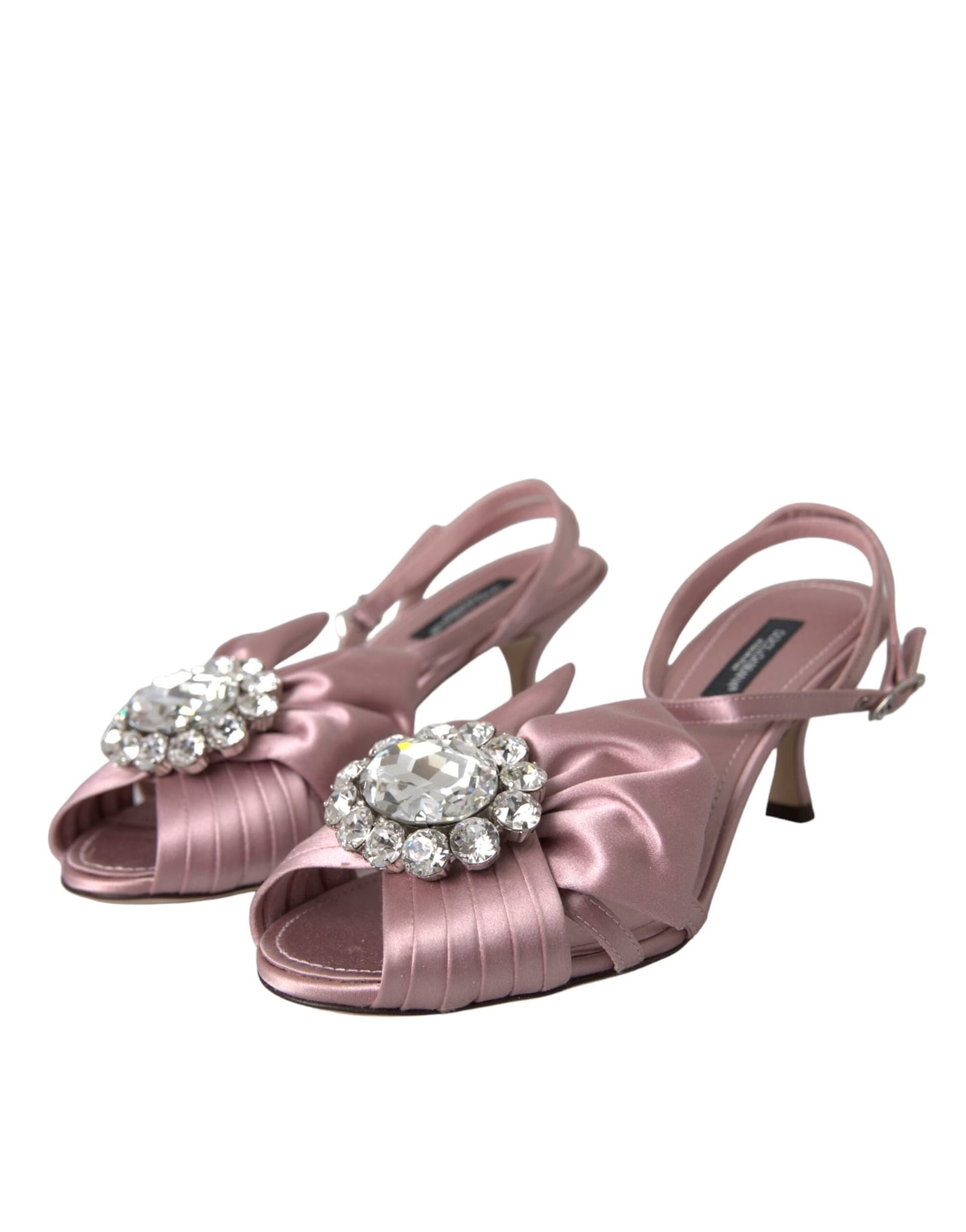 Dolce & Gabbana Pink Keira Crystal Heels Sandals Shoes - 2