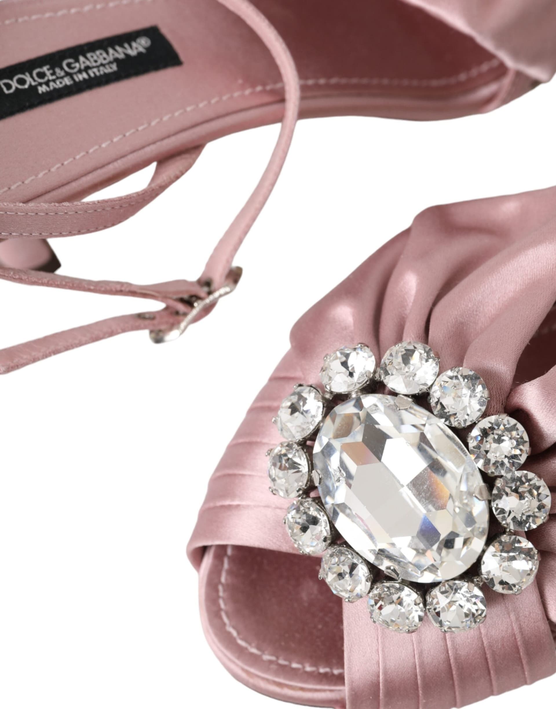 Dolce & Gabbana Pink Keira Crystal Heels Sandals Shoes - 7