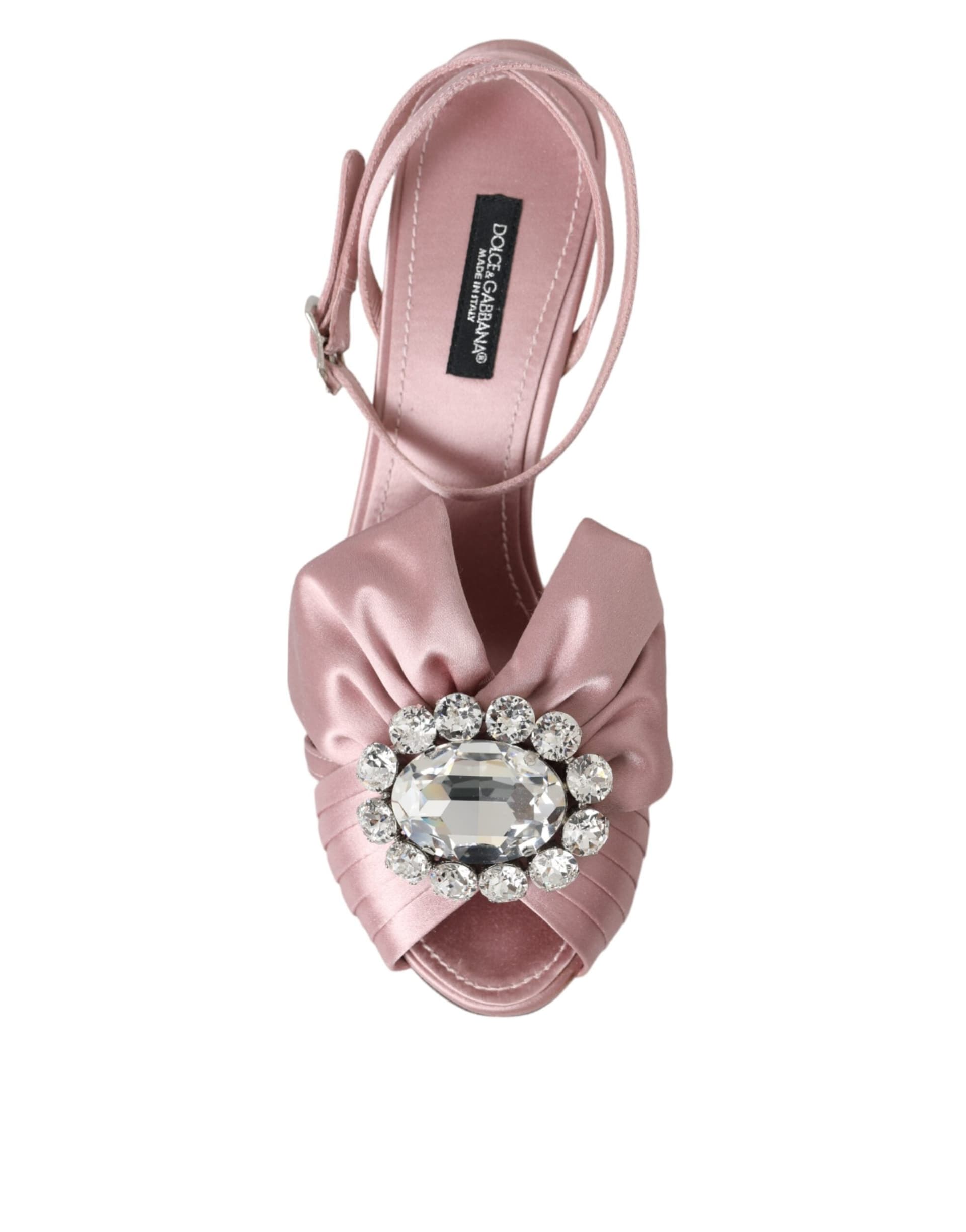 Dolce & Gabbana Pink Keira Crystal Heels Sandals Shoes - 8