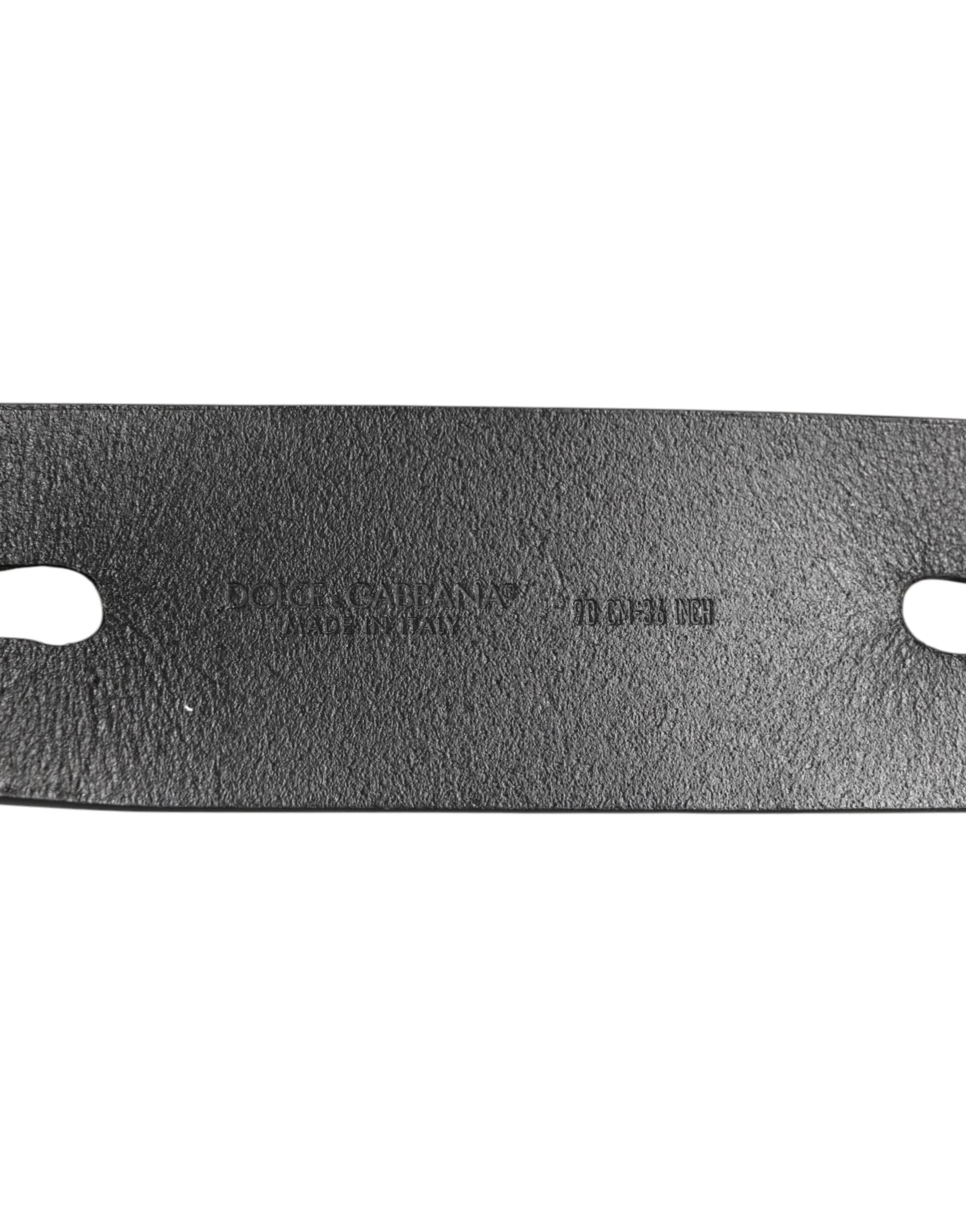 Dolce & Gabbana Black Double Strap Leather Silver Buckle Belt - 3