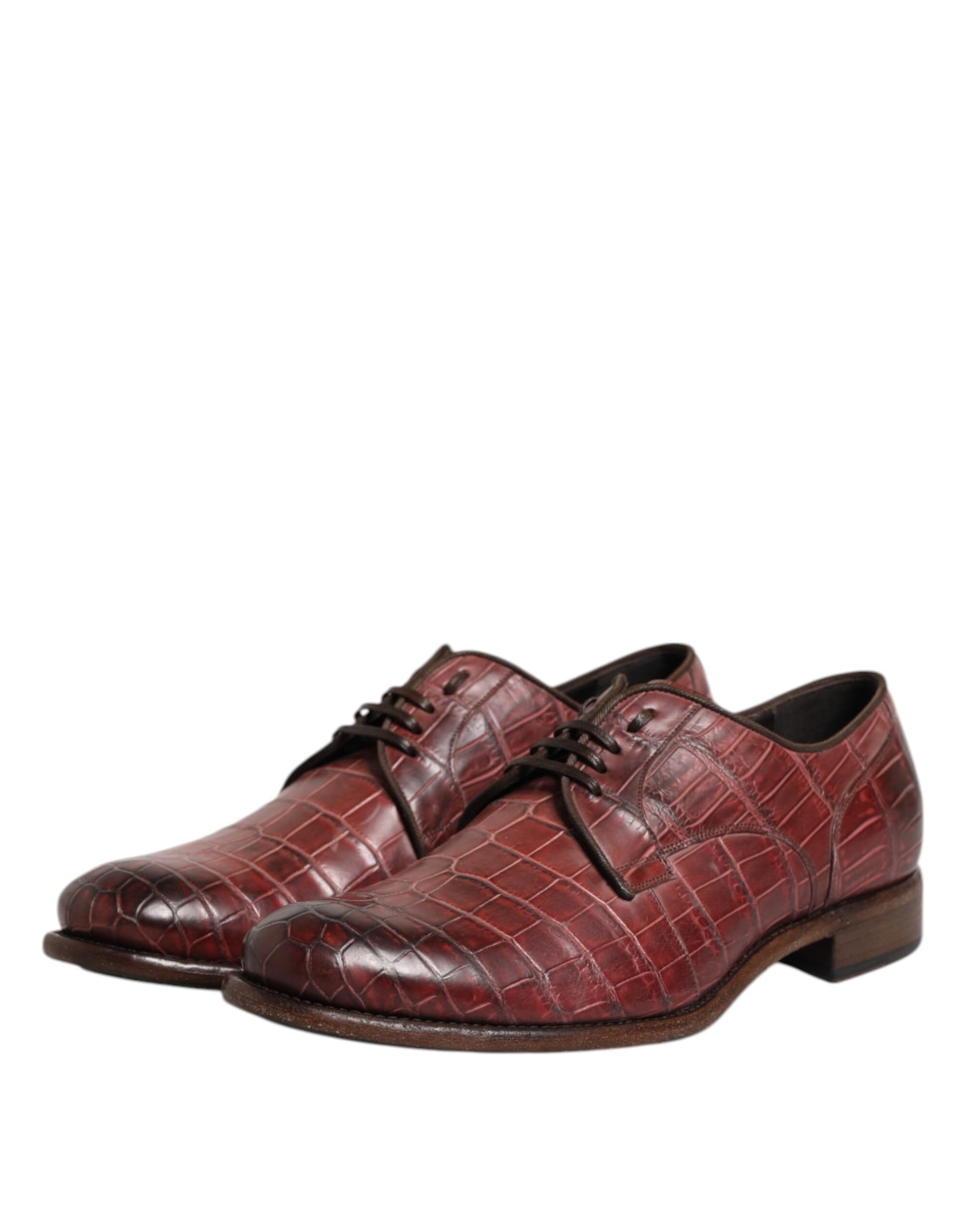 Dolce & Gabbana Burgundy Leather Lace Up Derby Dress Shoes - 3
