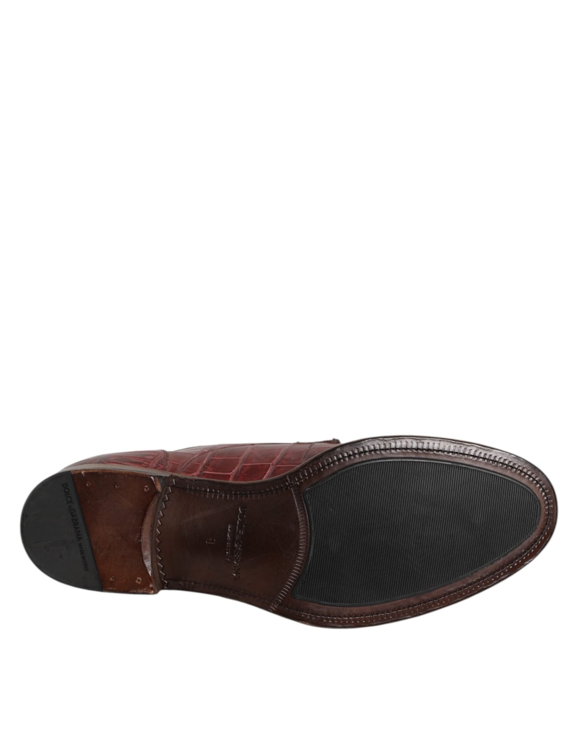 Dolce & Gabbana Burgundy Leather Lace Up Derby Dress Shoes - 8
