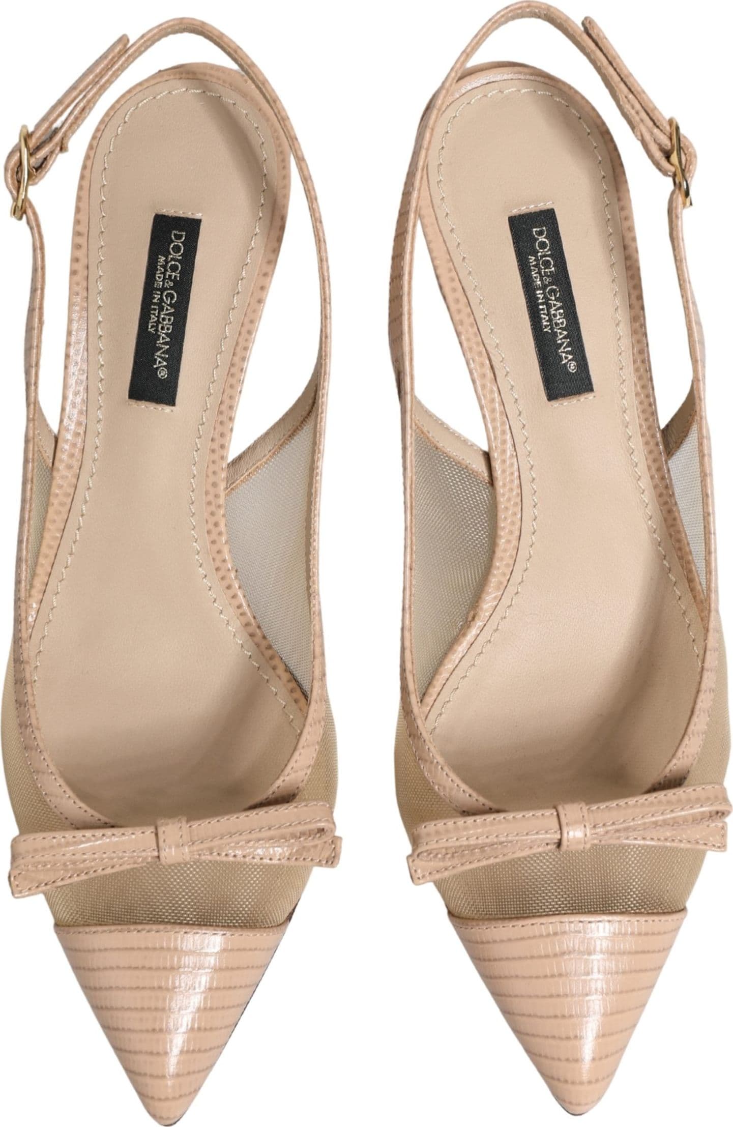 Dolce & Gabbana Beige Lori Mesh Leather Slingback Sandals Shoes - 3