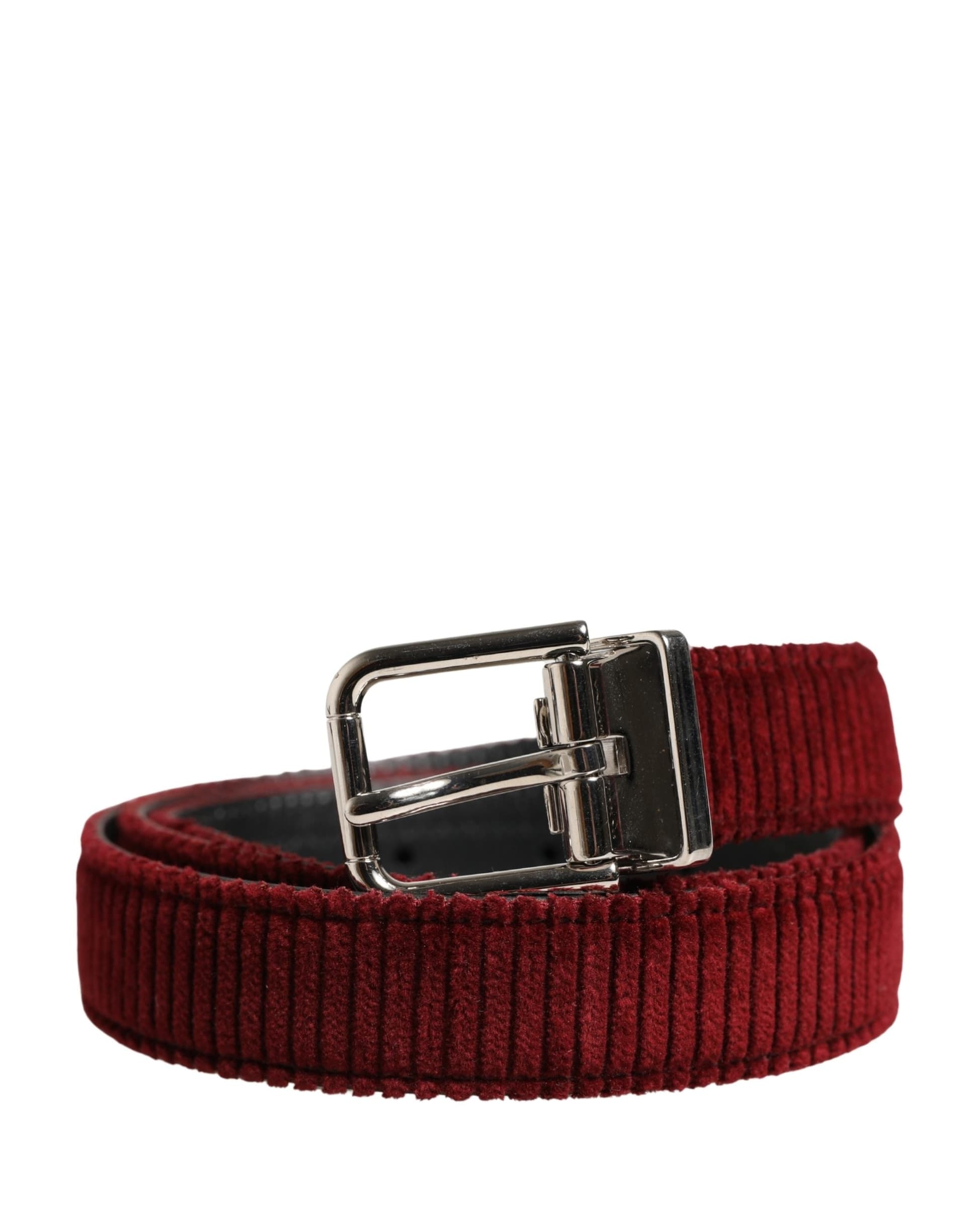 Dolce & Gabbana Men Red Velvet Leather Metal Buckle Belt - 2