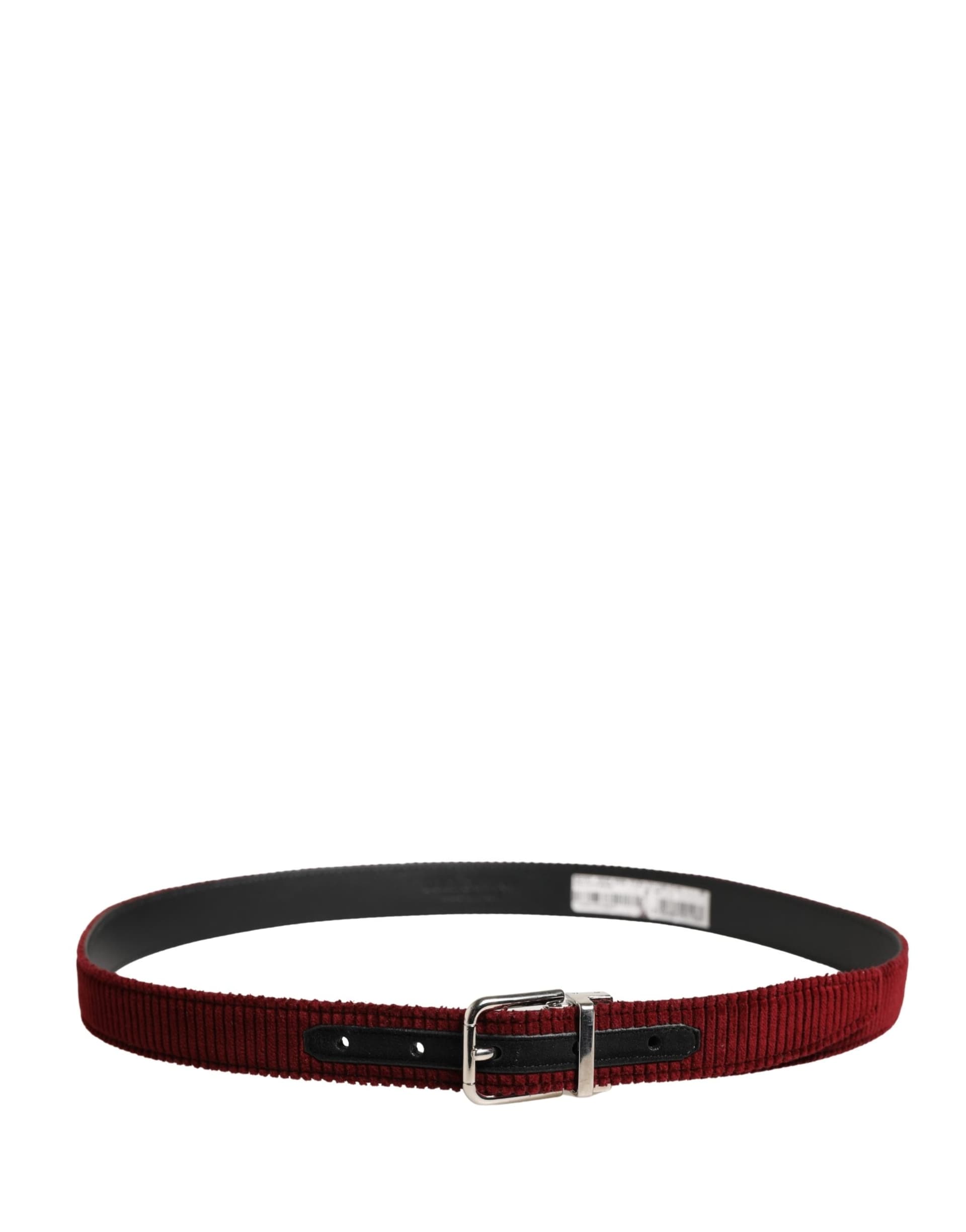 Dolce & Gabbana Men Red Velvet Leather Metal Buckle Belt - 3