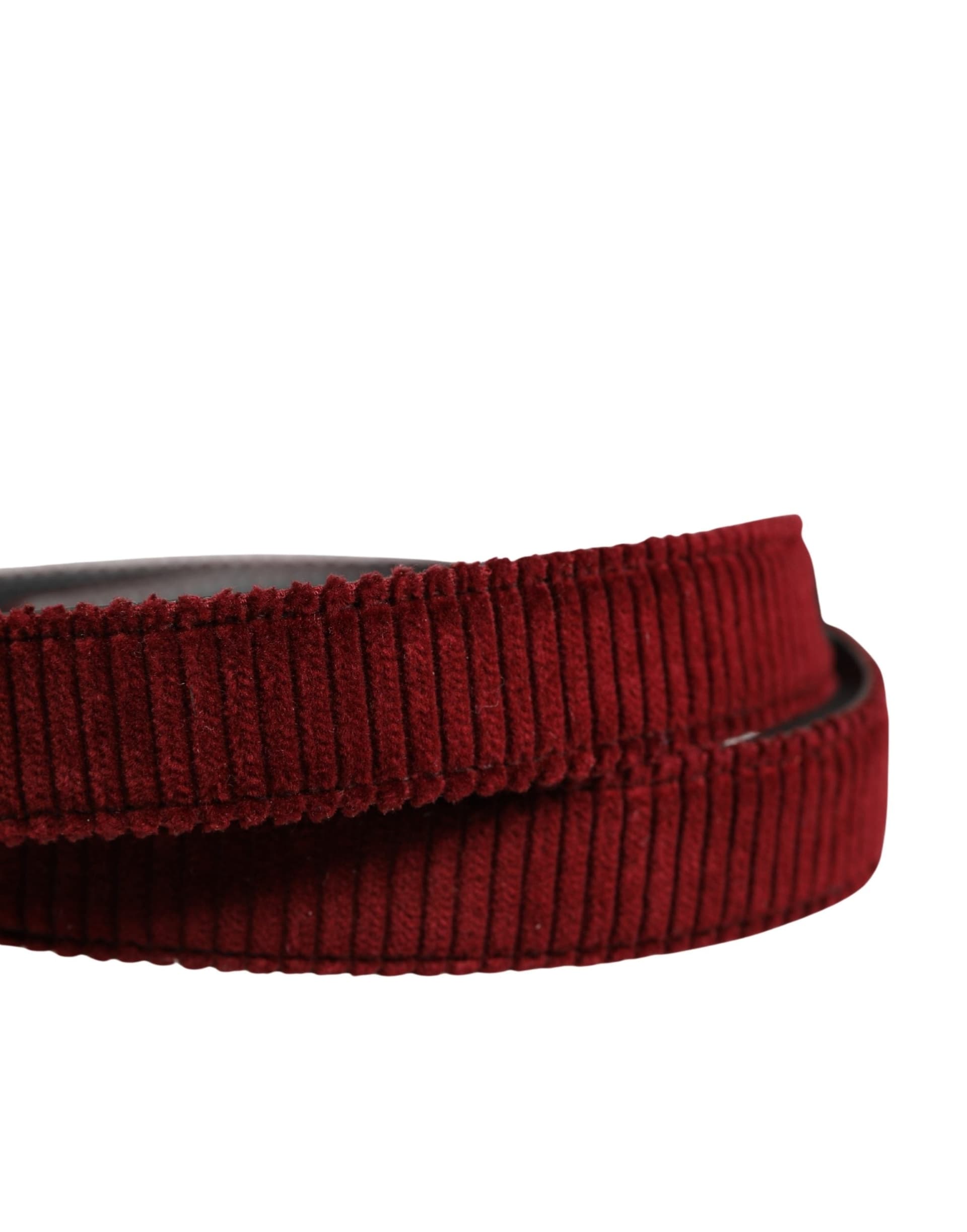 Dolce & Gabbana Men Red Velvet Leather Metal Buckle Belt - 5