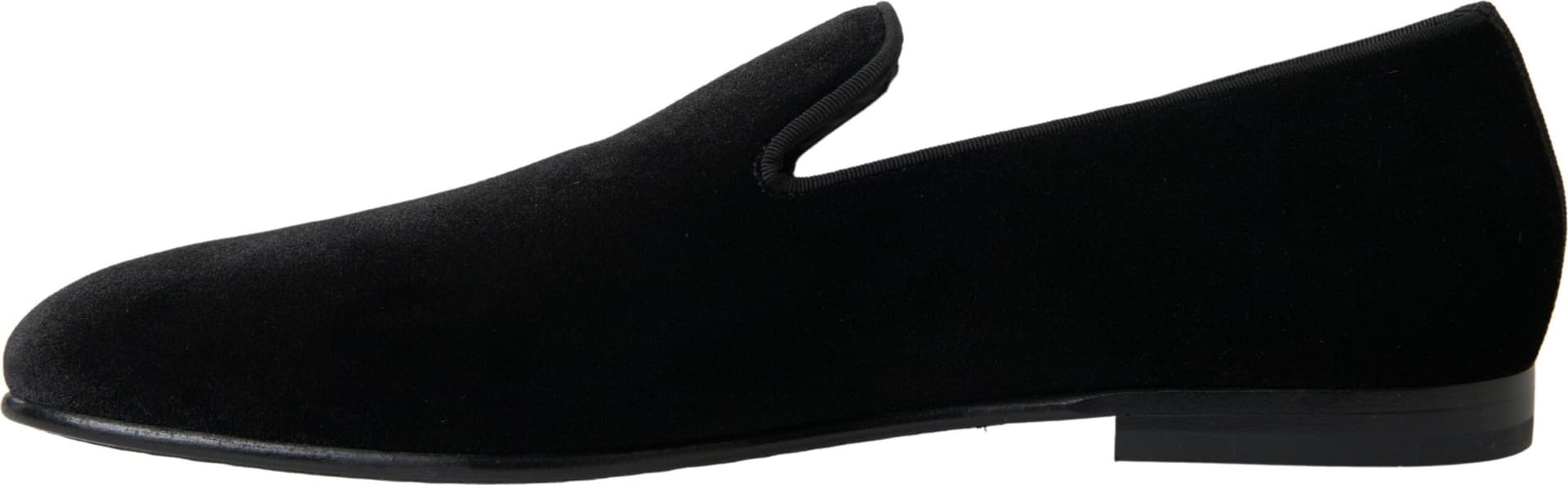 Dolce & Gabbana Black Velvet Loafers Formal Shoes - 2