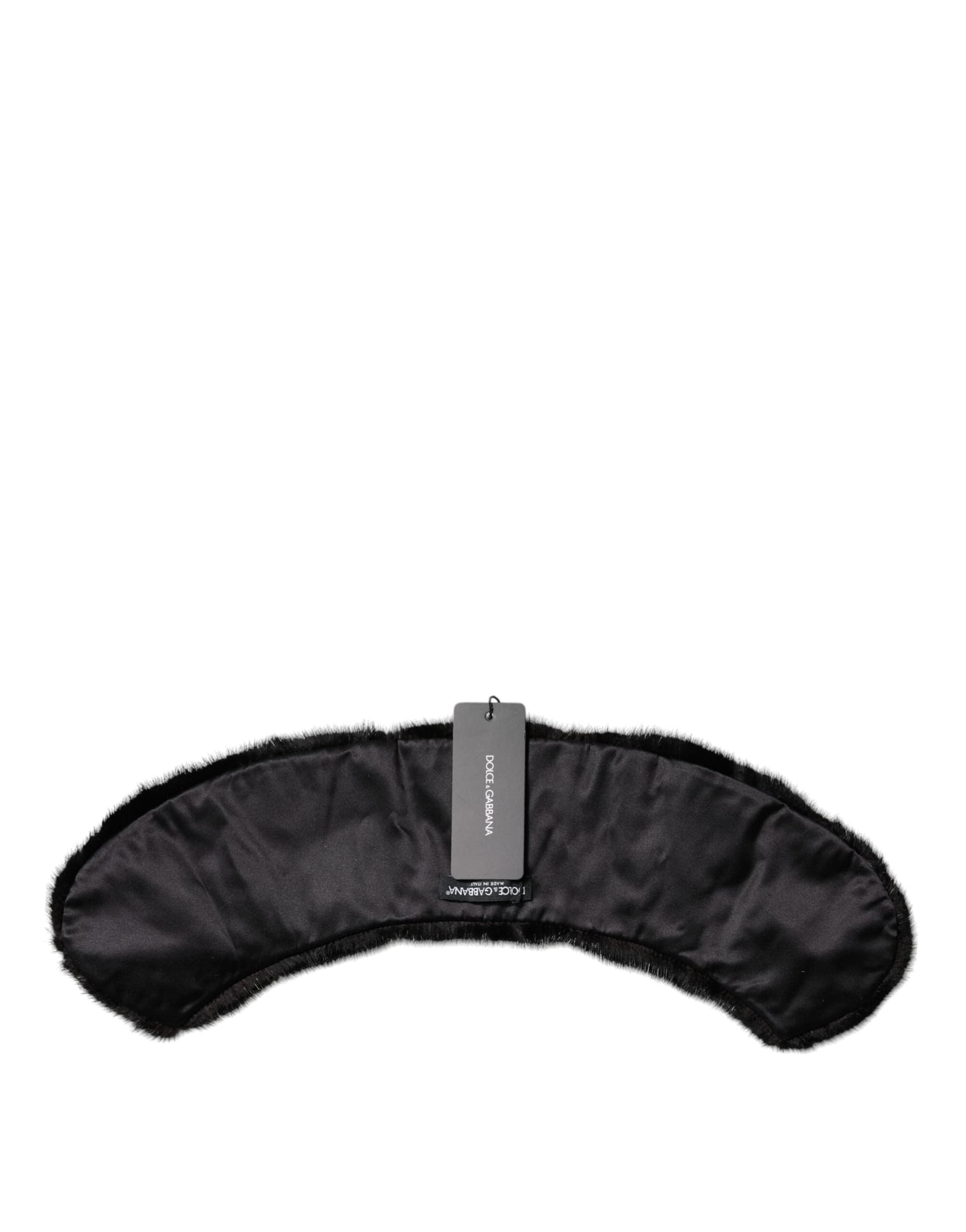 Dolce & Gabbana Black Fur Shawl Neck Wrap Cover Collar Scarf - 2