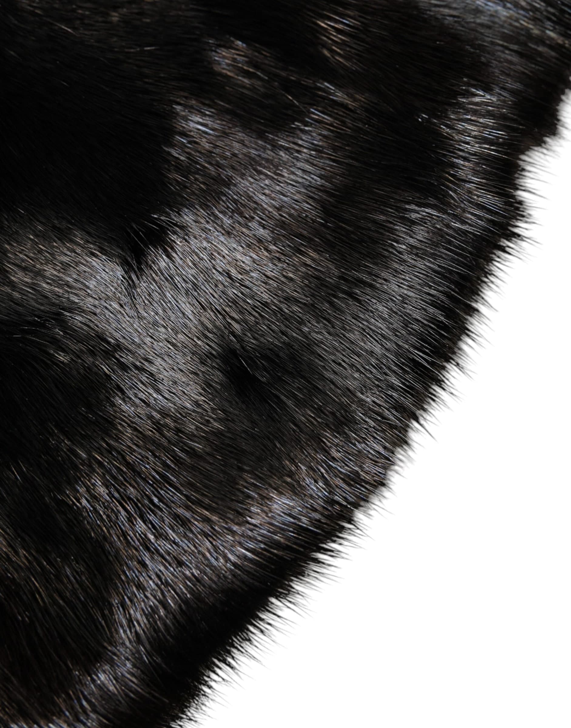 Dolce & Gabbana Black Fur Shawl Neck Wrap Cover Collar Scarf - 4