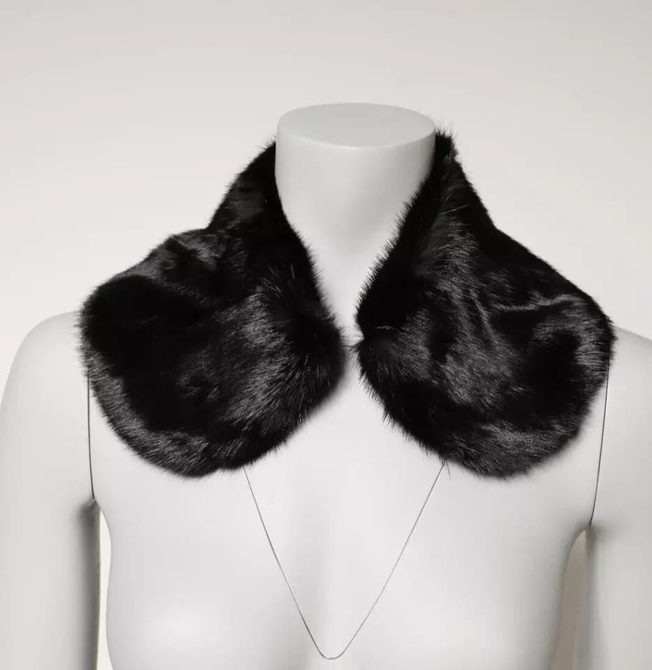 Dolce & Gabbana Black Fur Shawl Neck Wrap Cover Collar Scarf - 6