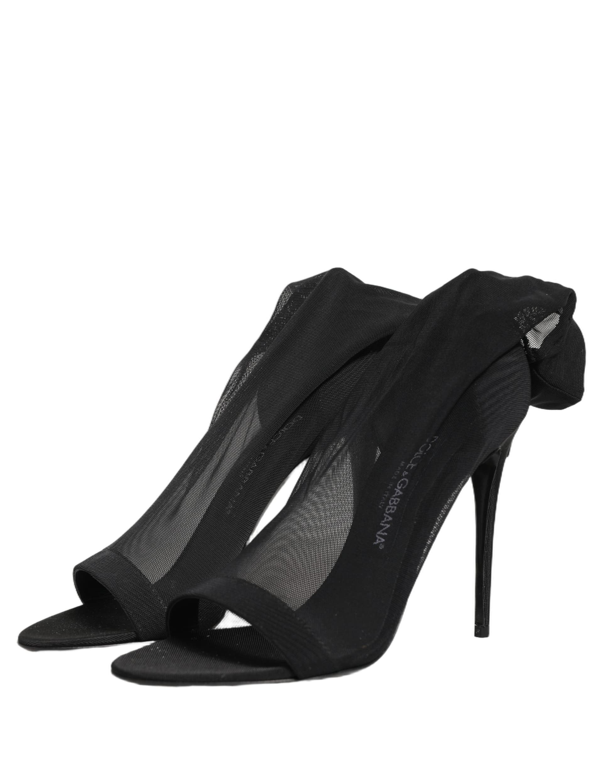 Dolce & Gabbana Black Nylon Mesh Sock Style Boots Shoes - 3